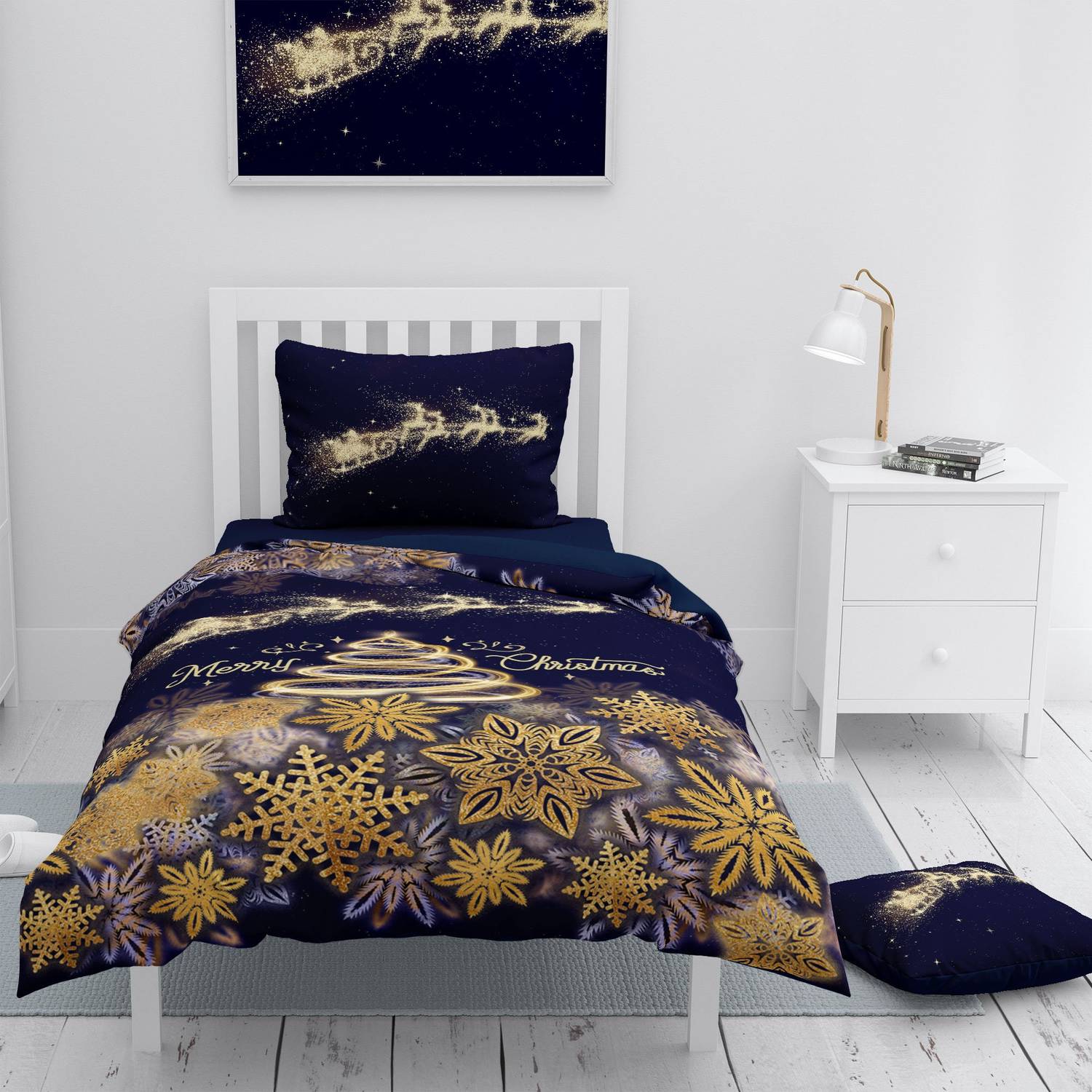 Monohome Yılbaşı Merry Christmas Tek Kişilik 3d Nevresim Takımı Pamuk Saten