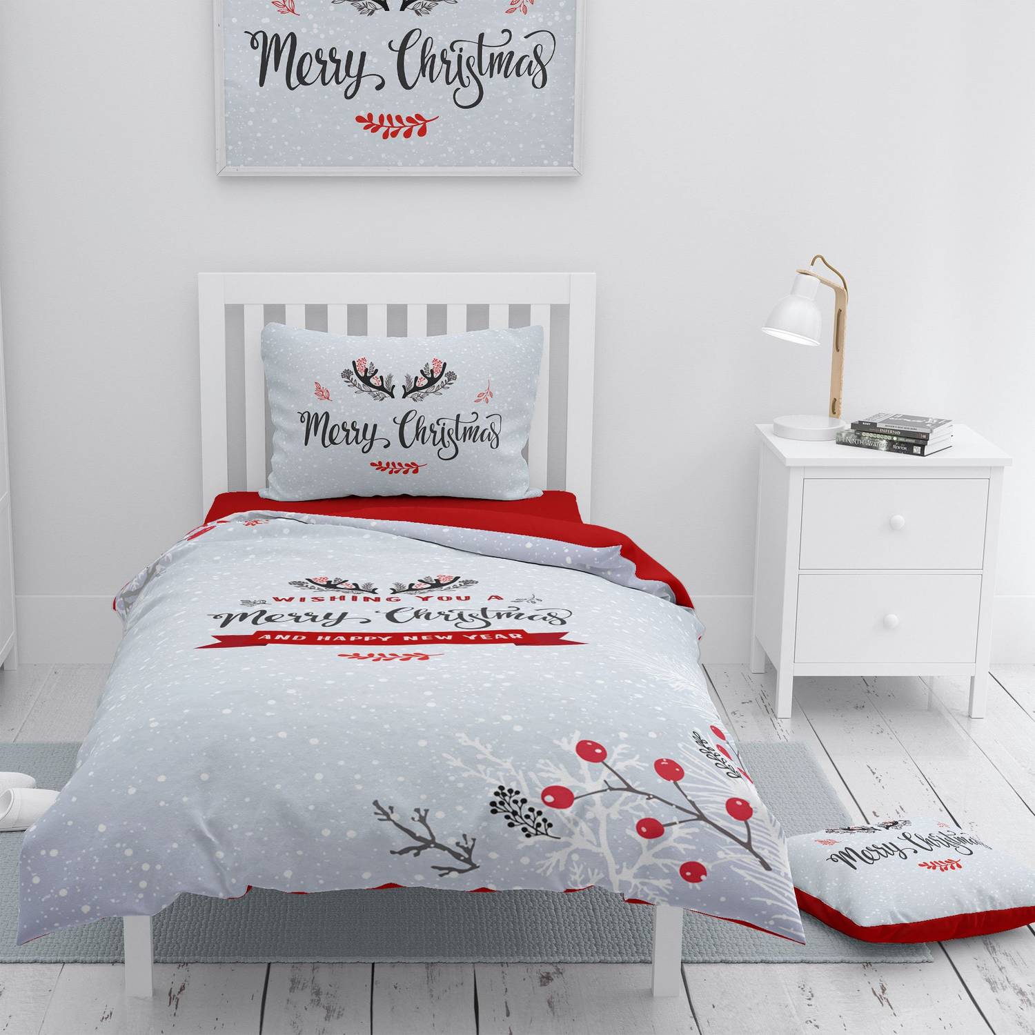 Постільна білизна Monohome Merry Christmas для одного, 3D, бавовняний сатин, 160x220 см, яскраві кольори, легкість та комфорт для сну