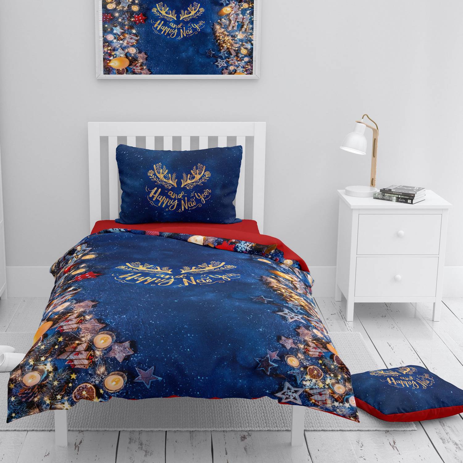 Monohome Yılbaşı Merry Christmas Tek Kişilik 3d Nevresim Takımı Pamuk Saten