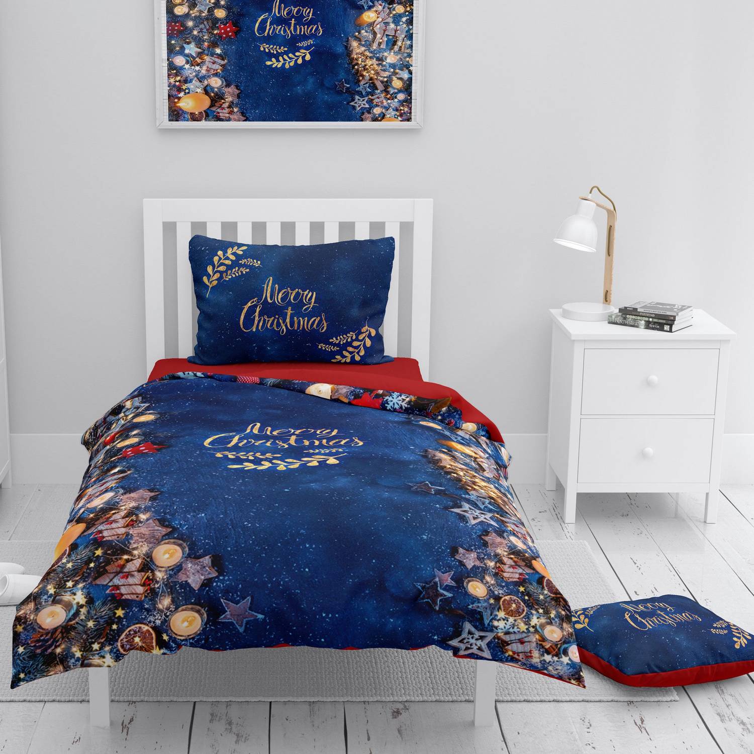 Monohome Christmas Merry Christmas Single 3d Duvet Cover Set Cotton Satin