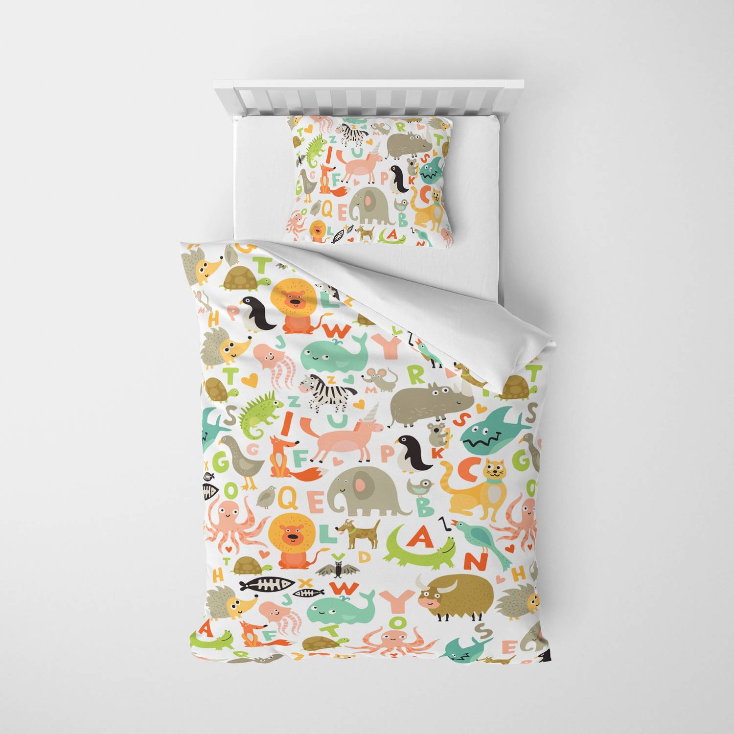 MonoHome Cute Animals Kids Duvet Cover Set 3D Cotton Satin