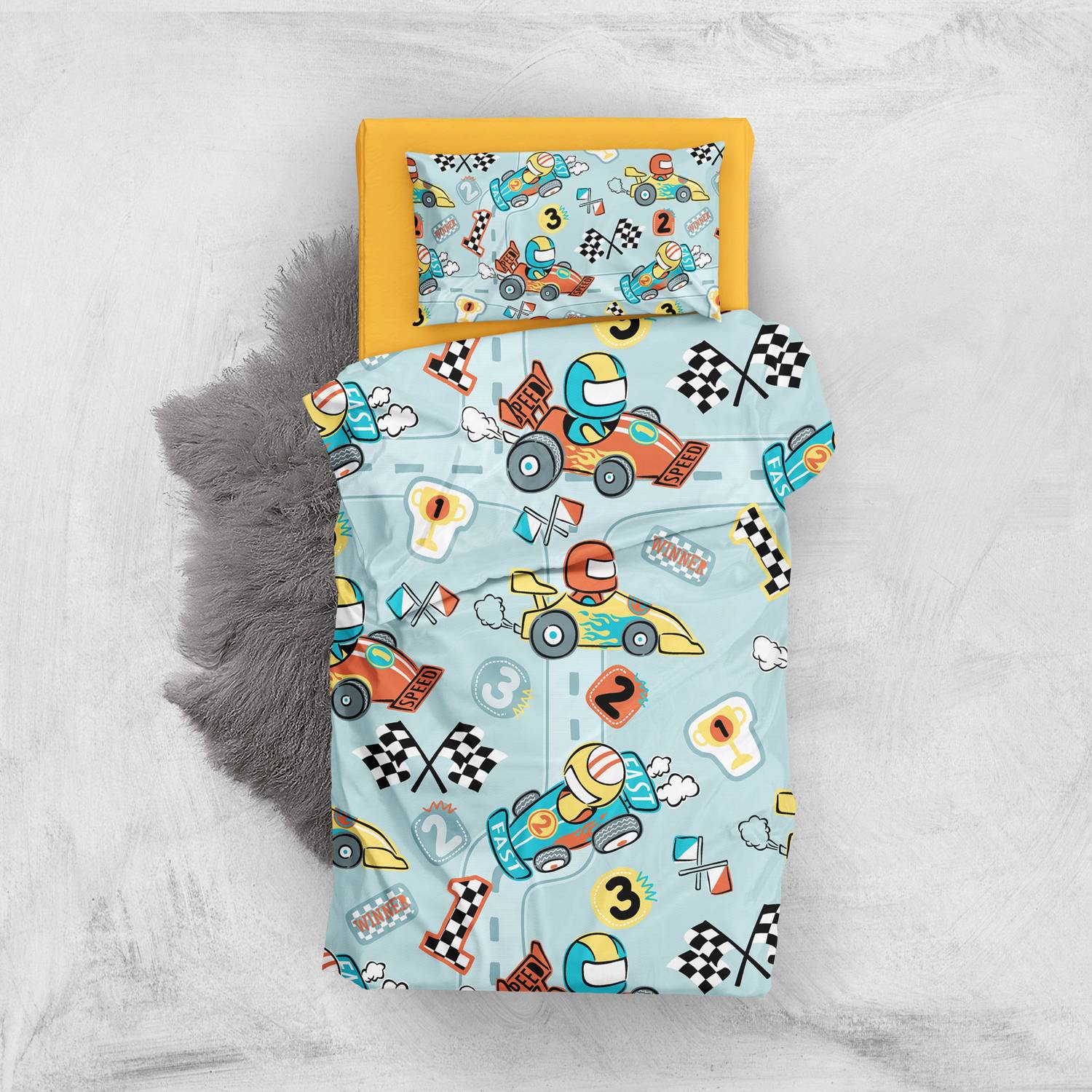 MonoHome Karting 3D Pamuk Saten Bebek Nevresim Takımı