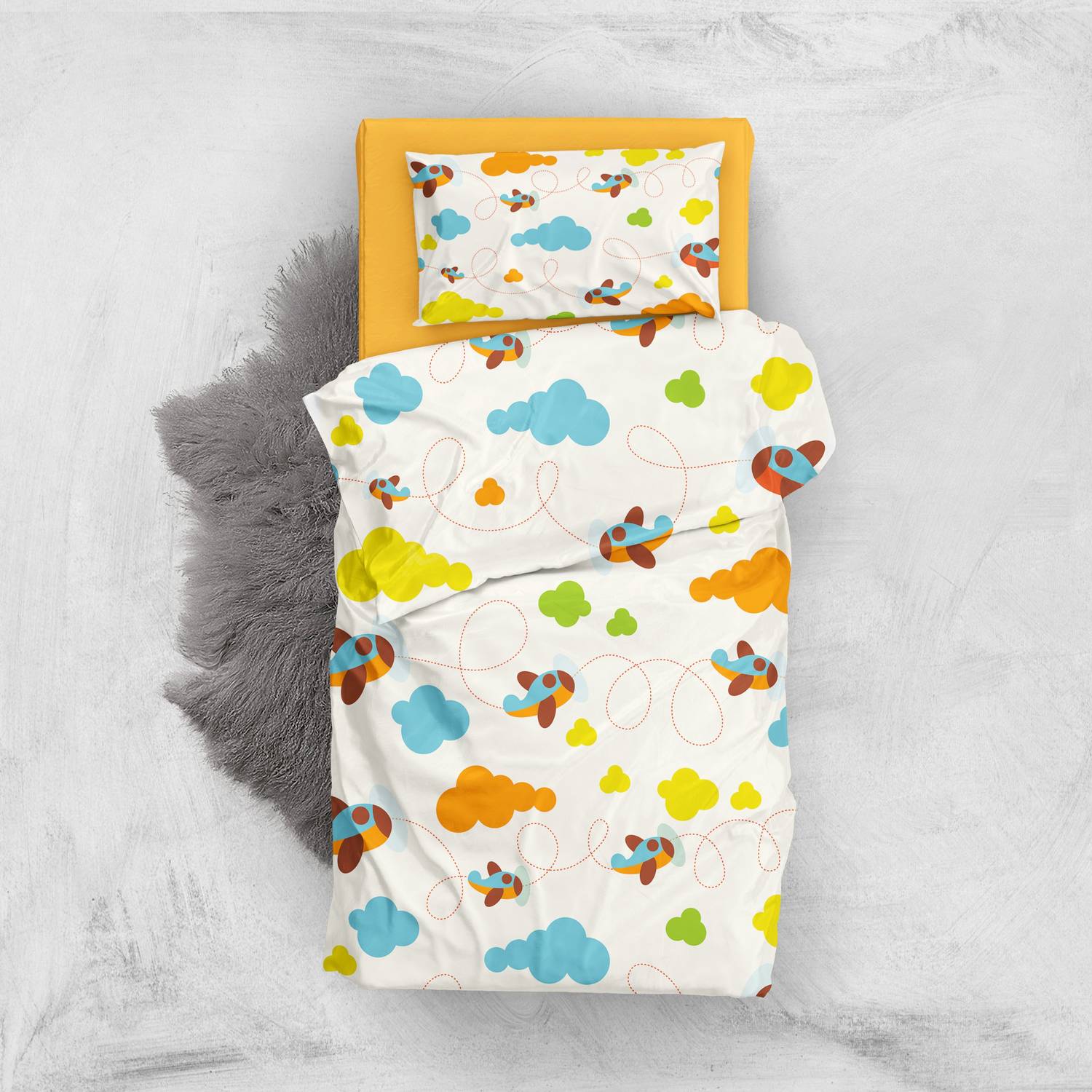 MonoHome Toy Airplane 3D Pamuk Saten Bebek Nevresim Takımı