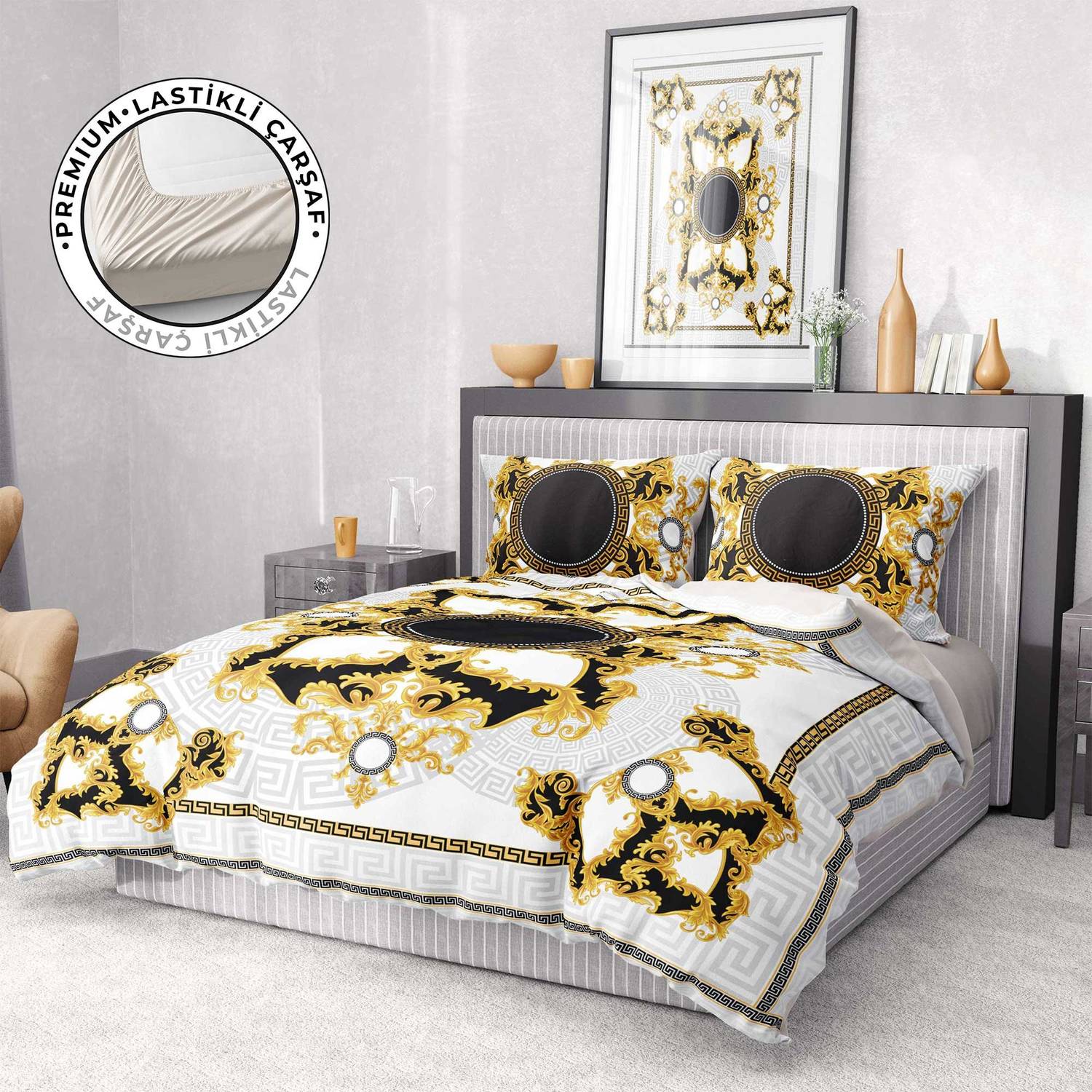 Набор постельного белья MonoHome Premium Luxury с 3D рисунком из сатина, размер 200x220 см, уникальный дизайн и высшее качество, приятный тактильный эффект