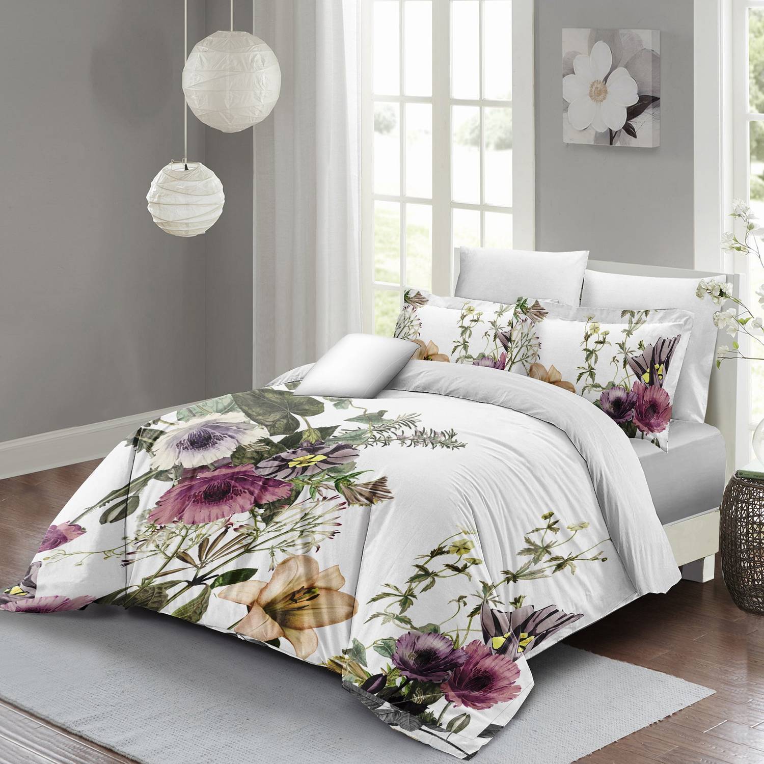 Комплект постельного белья MonoHome Flower Show на двуспальную кровать, 3D хлопковый сатин, яркие цвета, размеры 200х220 см, качество, долговечность