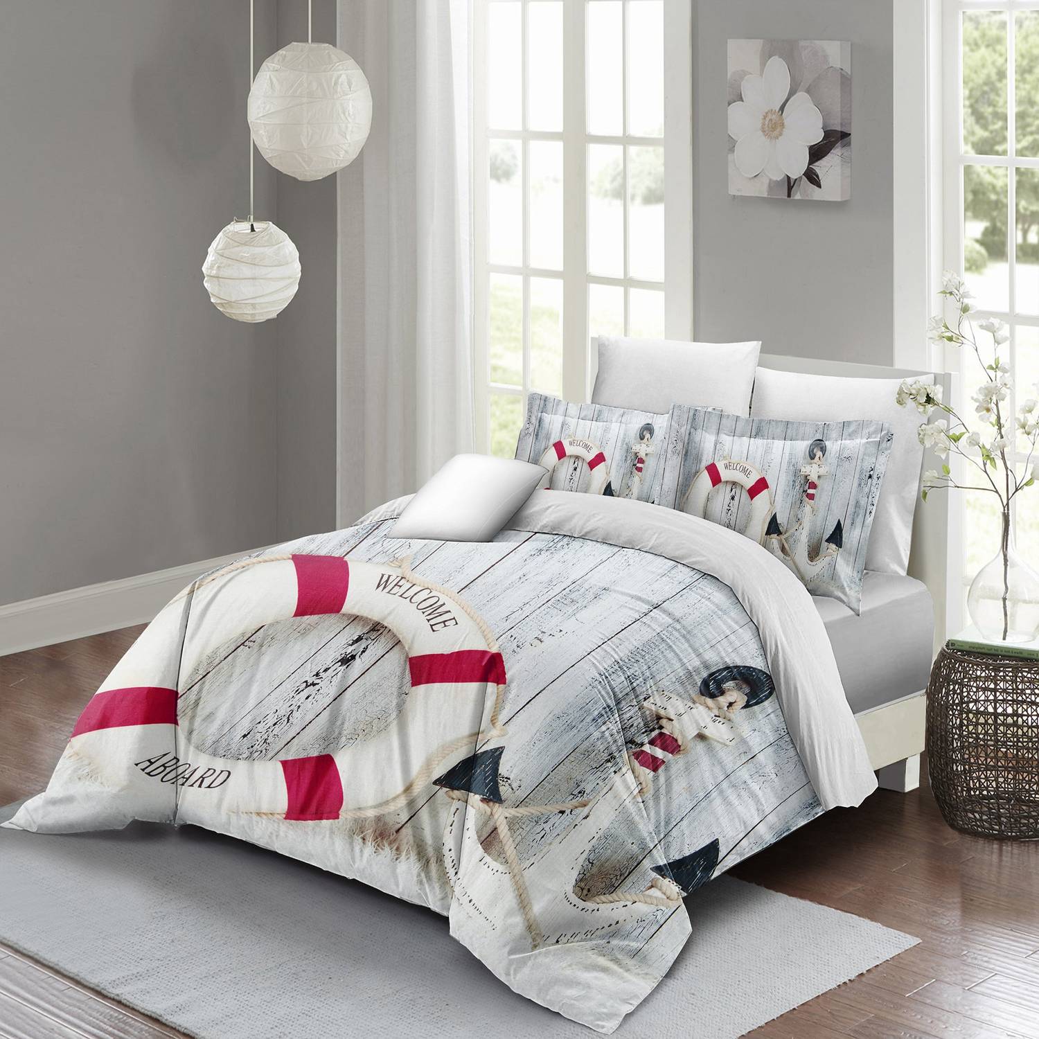 MonoHome Sea Anchor Double Duvet Cover Set 3D Cotton Satin