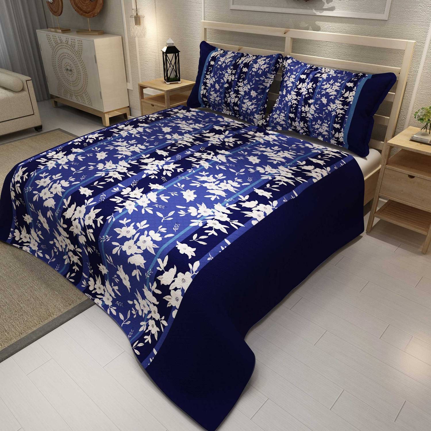 Комплект постельного белья MonoHome 3D цифровая печать жаккардовое хлопковое покрывало с синими полосами, уютный комфорт для спокойного сна