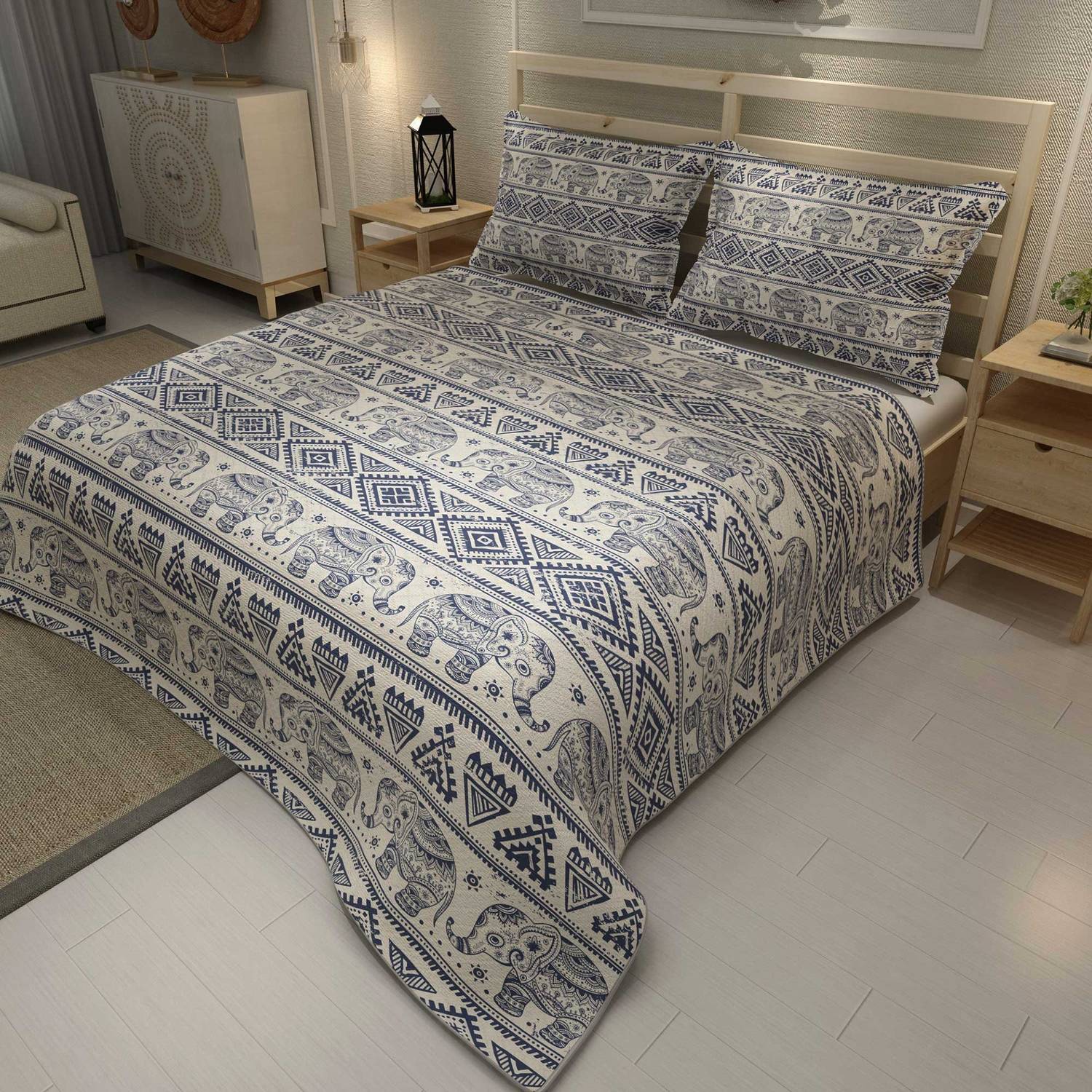 Комплект покрывал MonoHome с жаккардовым плетением, 3D цифровая печать, этнический слон для комфортного сна и стильного интерьера