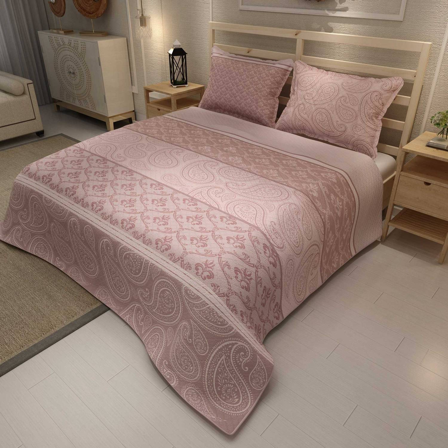 MonoHome Pique Set Jacquard Woven Cotton 3D Digital Print Pink Sumurg