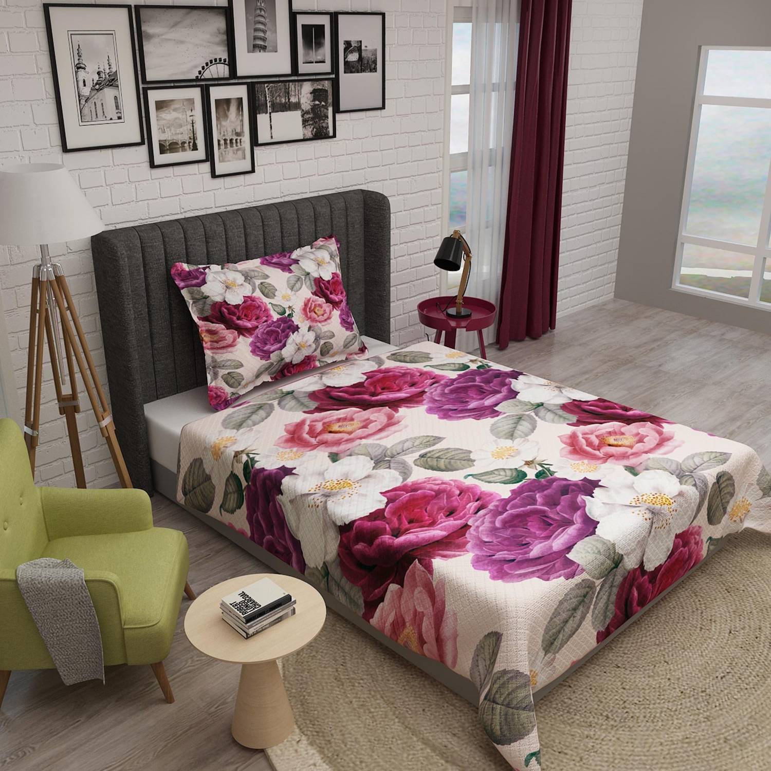 MonoHome Single Pique Set Jacquard Woven Cotton 3D Flower Dream
