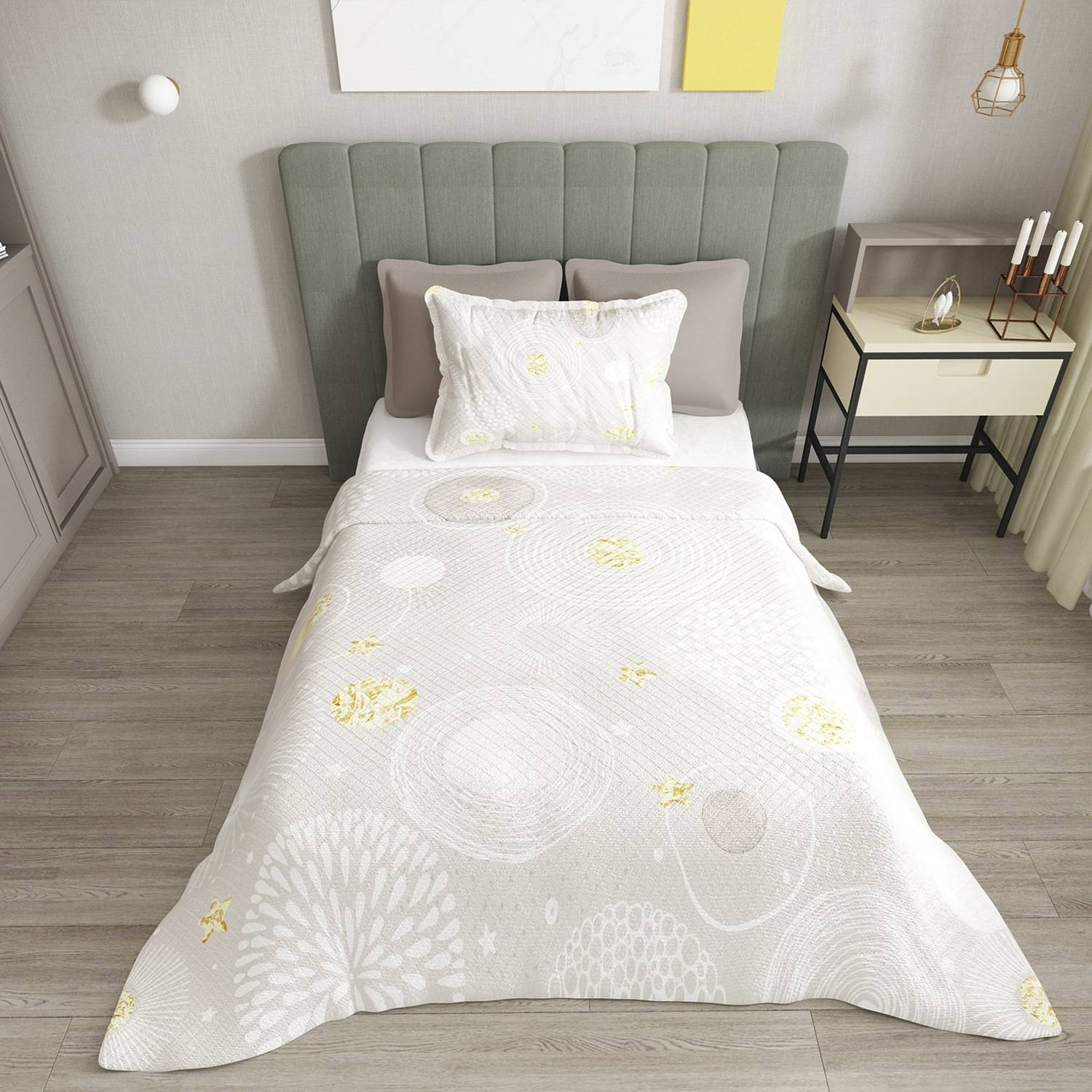 MonoHome Single Pique Set Jacquard Woven Cotton 3D Soft Circles