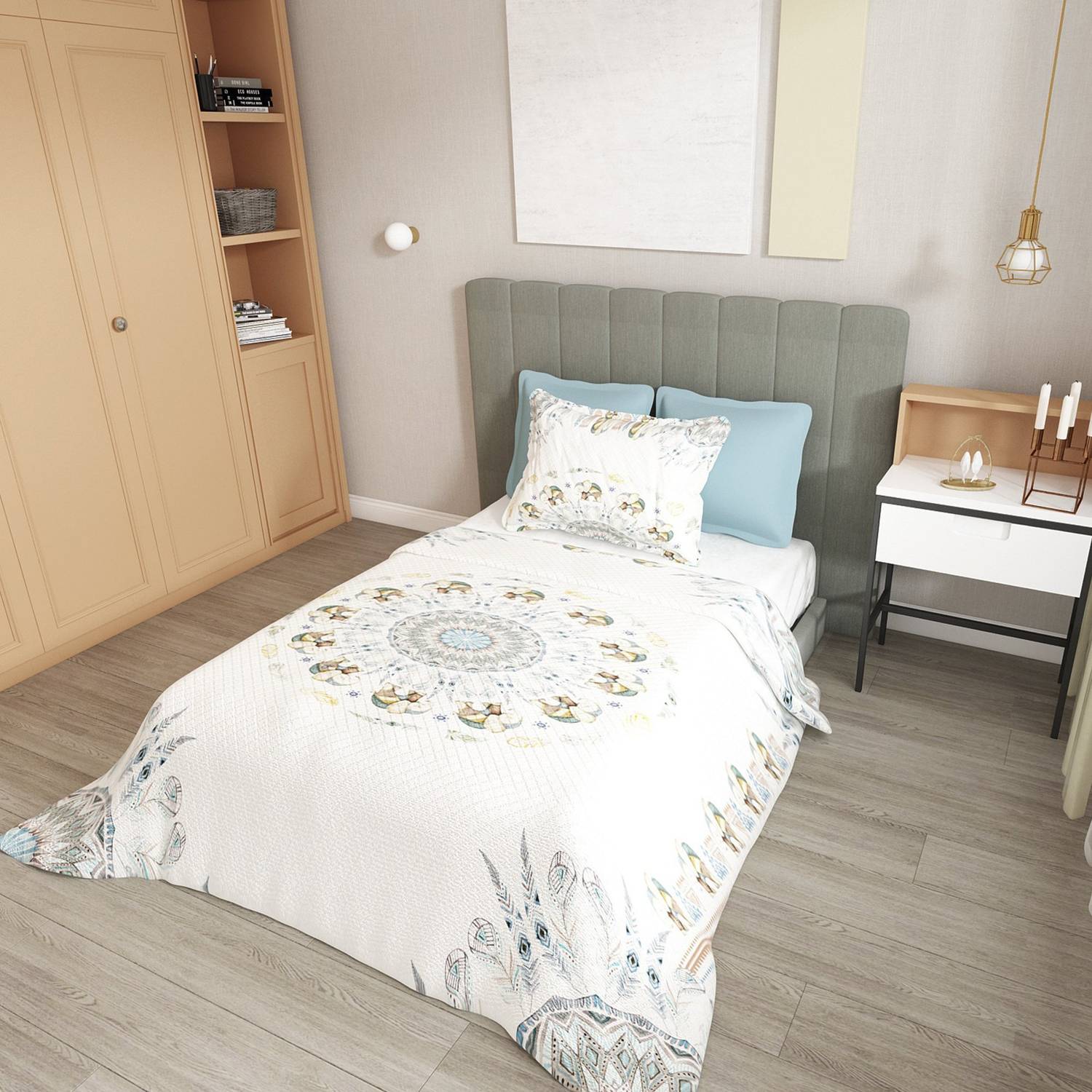 MonoHome Single Pique Set Jacquard Woven Cotton 3D Elephant Mantra