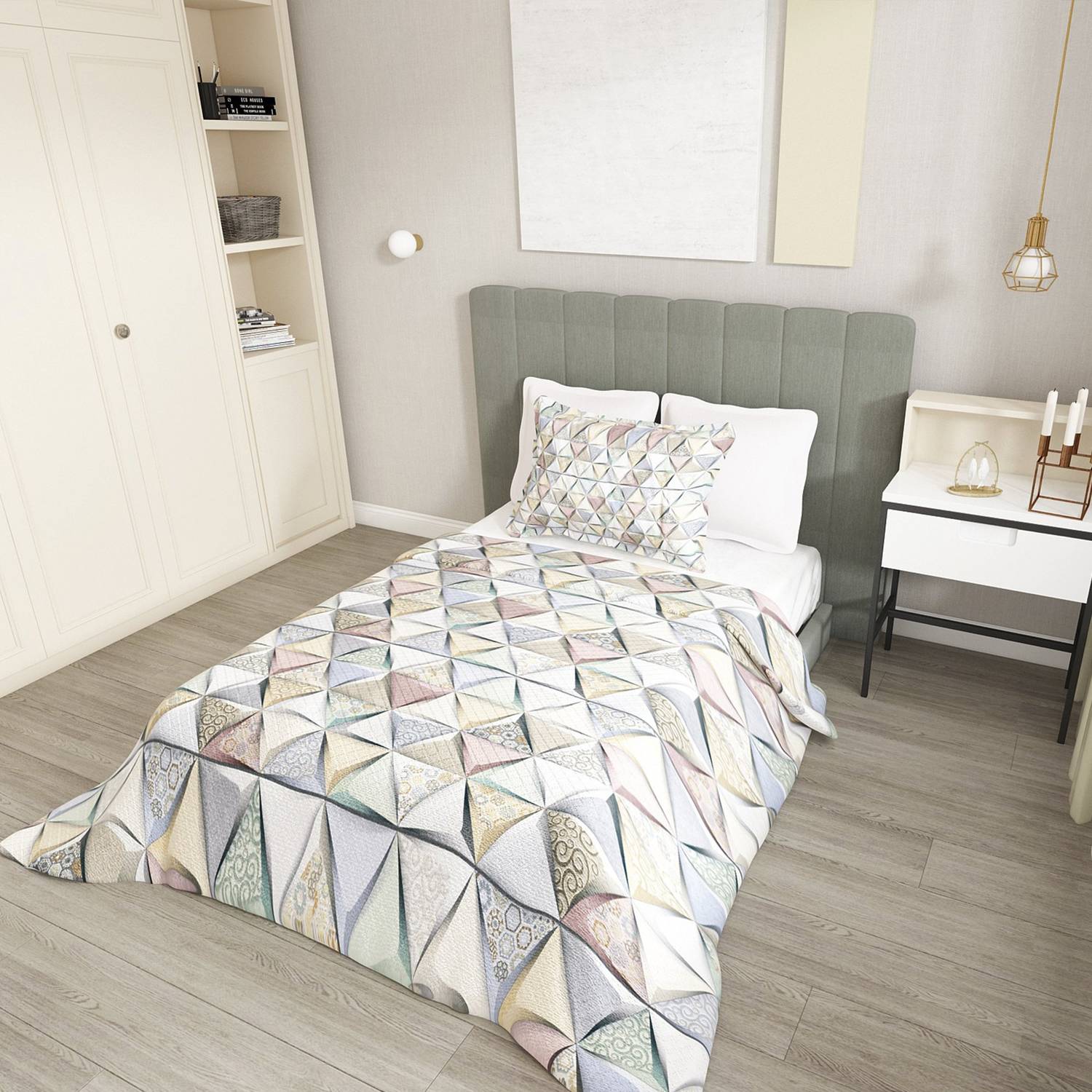 MonoHome Single Pique Set Jacquard Woven Cotton 3D Deep Triangle