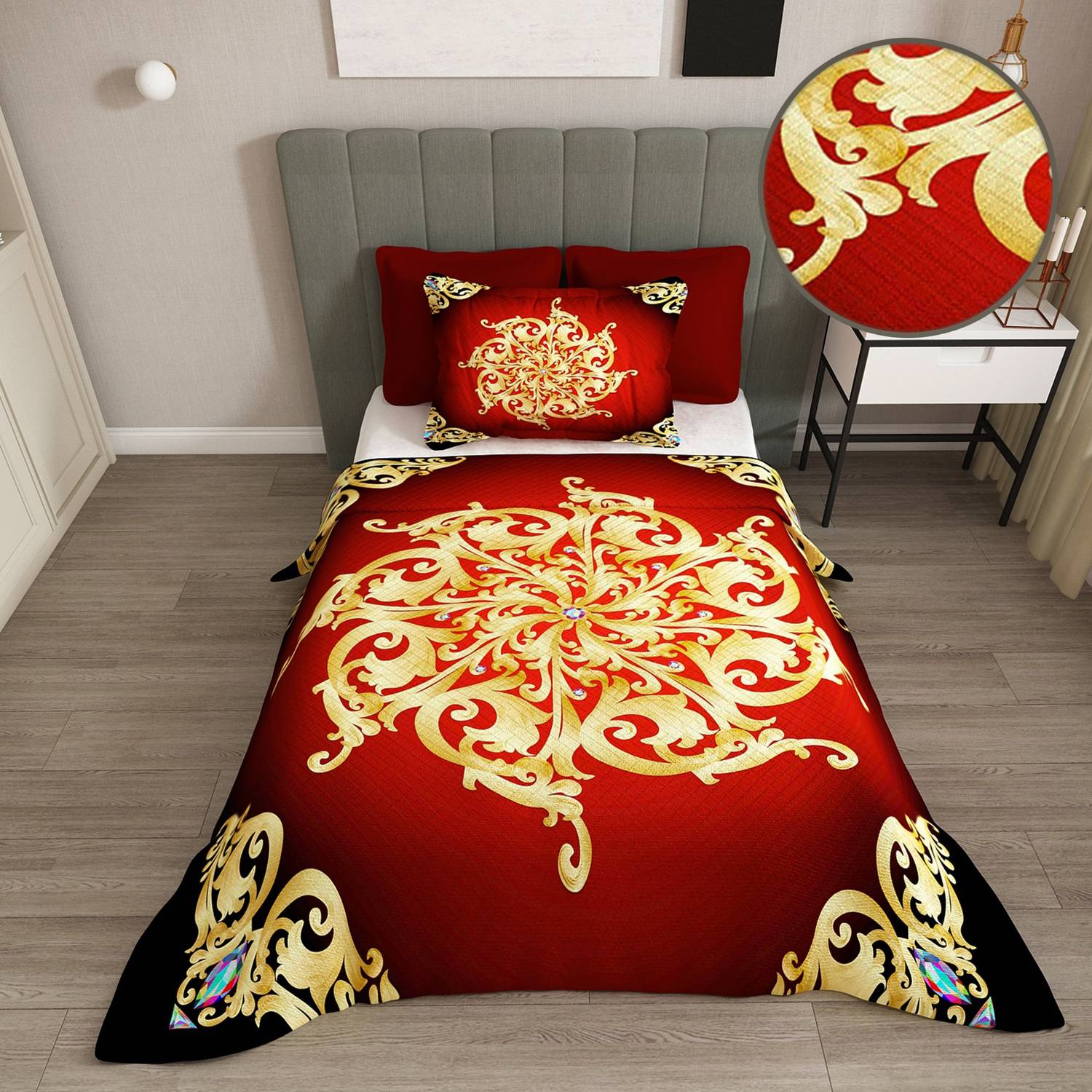 MonoHome Single Pique Set Jacquard Woven Cotton 3D Baroque Design