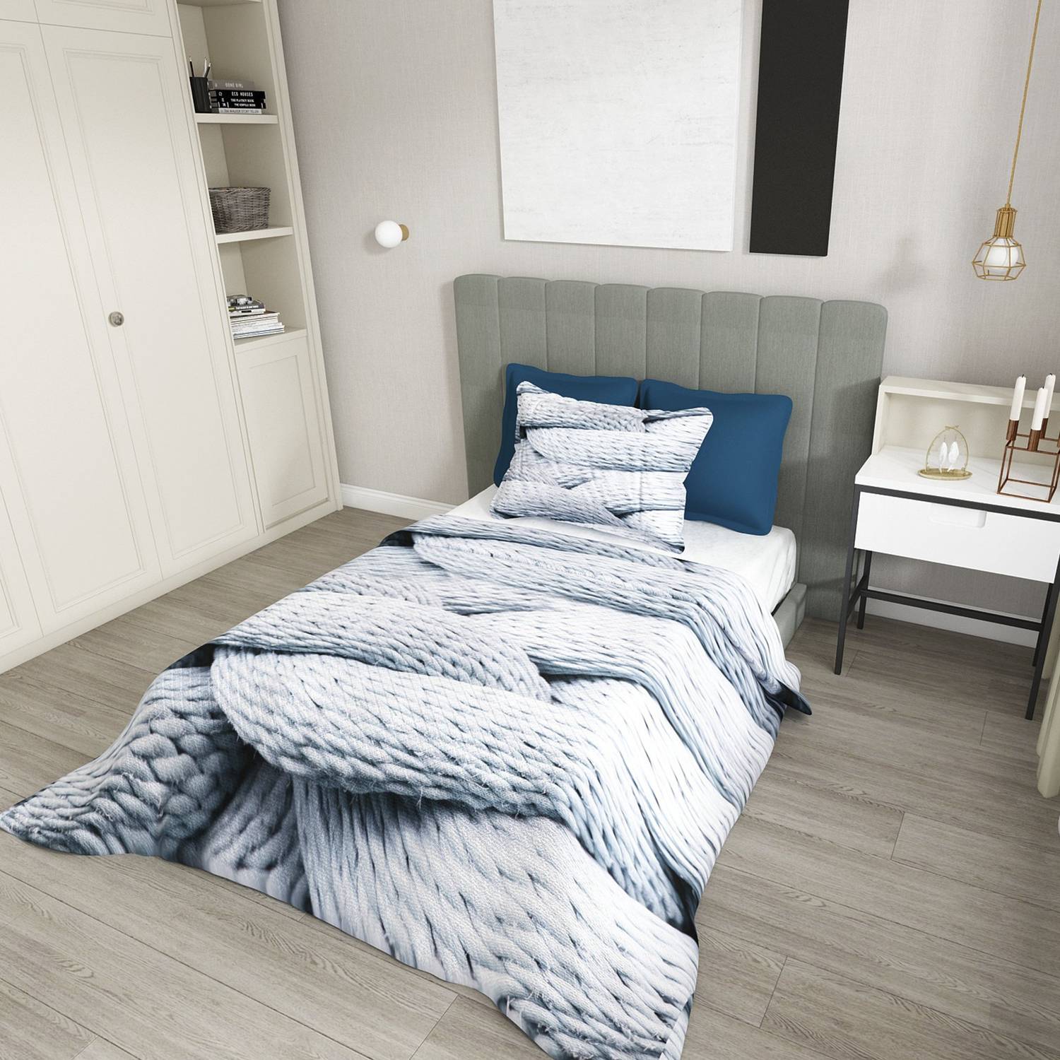 Односпальний пікейний комплект MonoHome з жакардовим плетінням, 3D цифровим друком та органічним фарбуванням