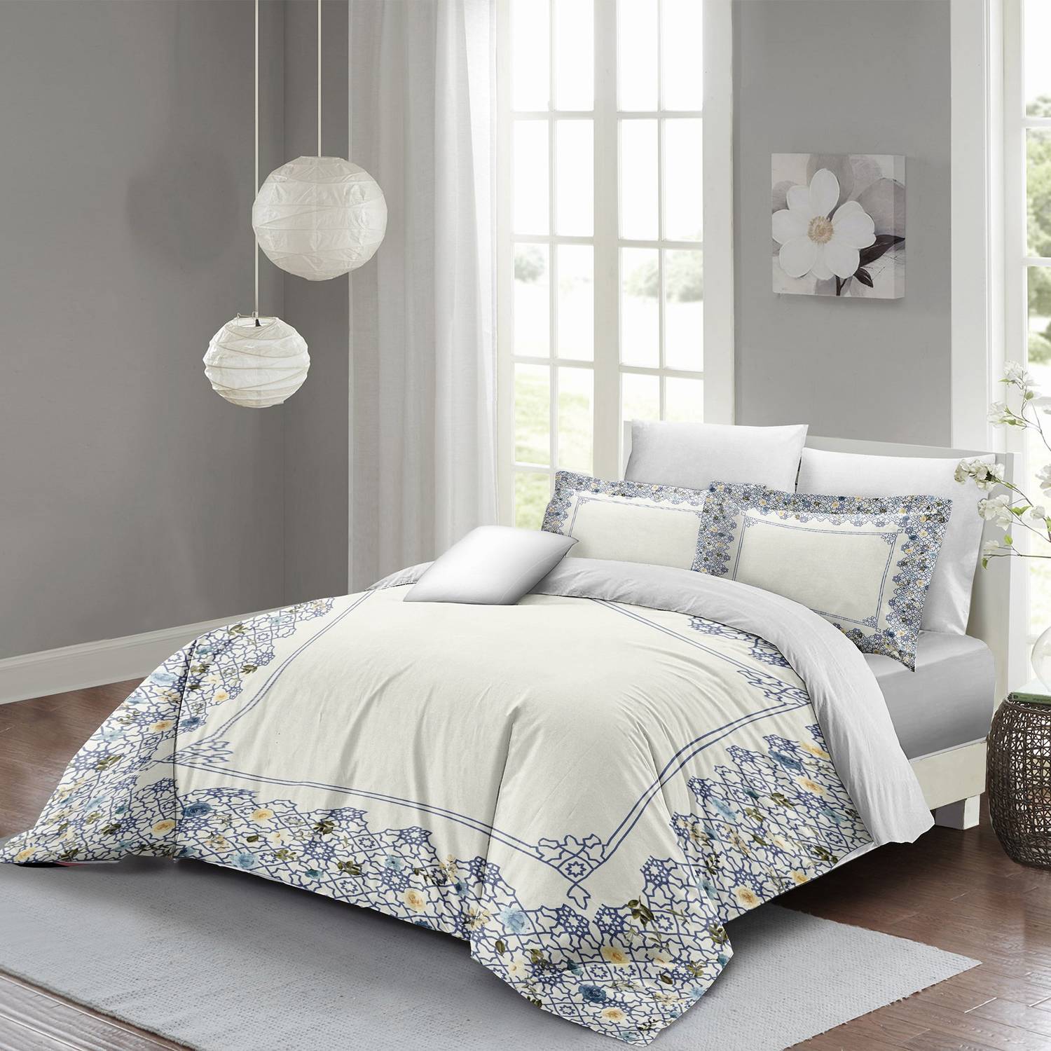 طقم غطاء لحاف MonoHome مزدوج 3D من الساتان والقطن والنعومة