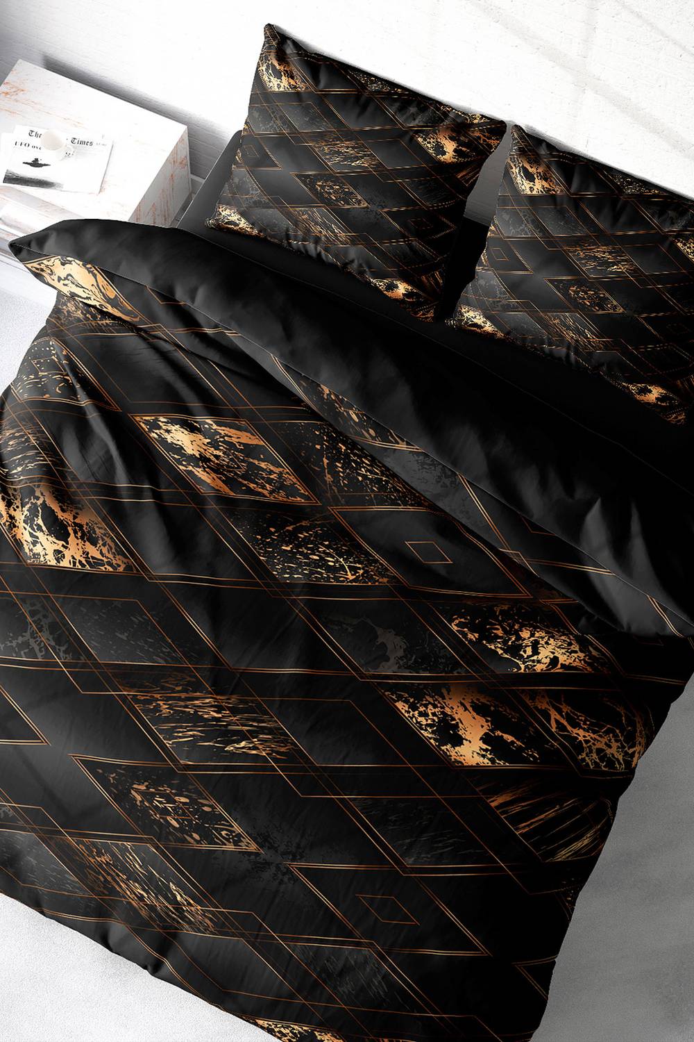 MonoHome Black Suite 3D Cotton Satin Double Duvet Cover Set