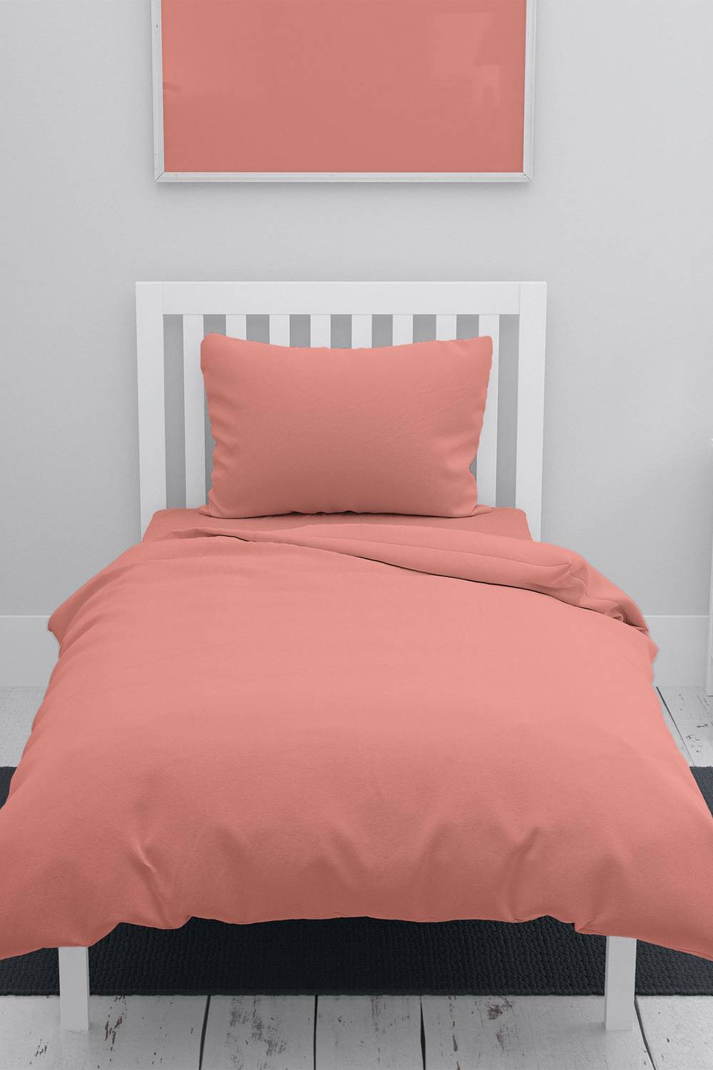 Monohome Salmon Lux Cotton Ranforce Single Duvet Cover Set