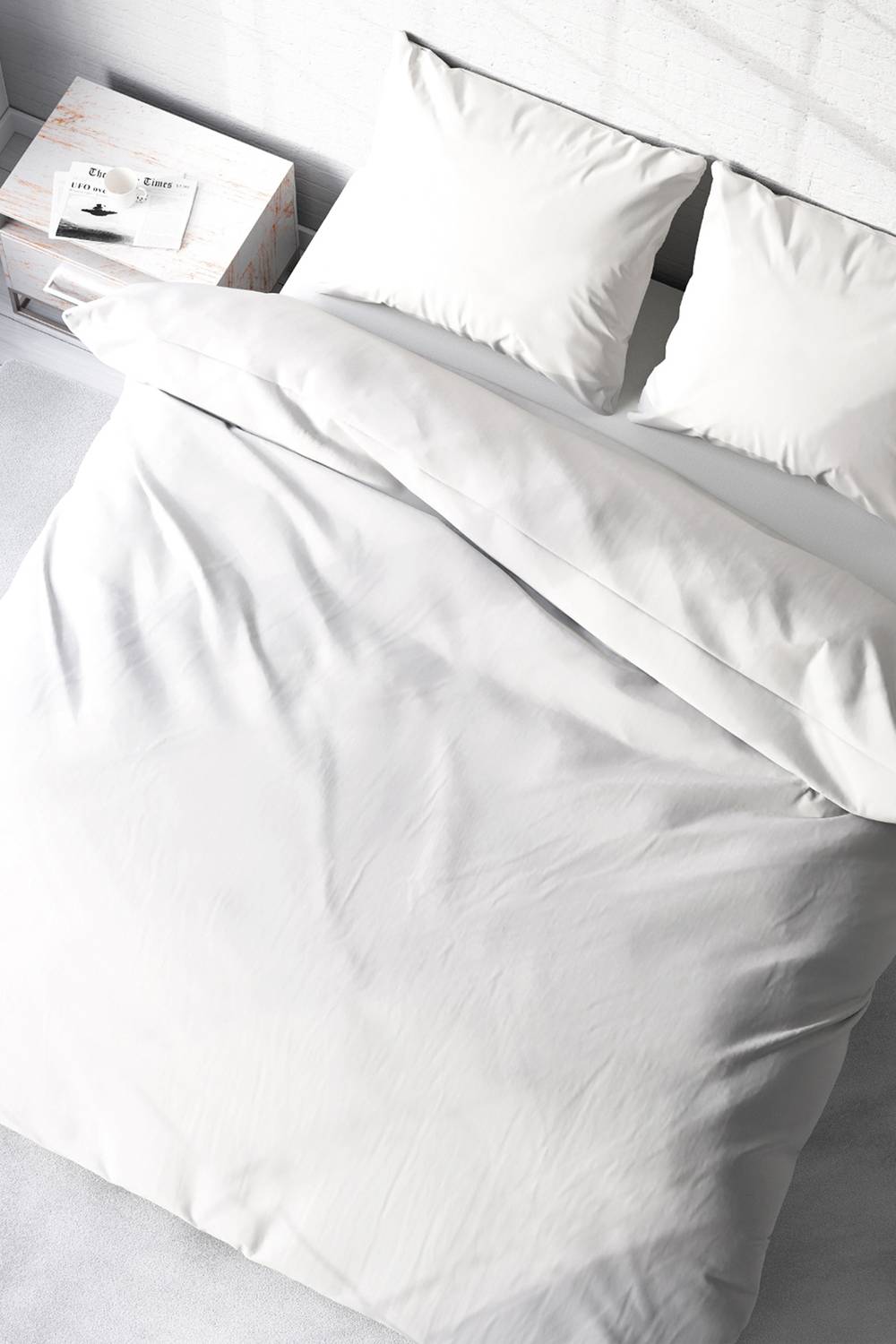 Monohome White Lux Cotton Ranforce Double Duvet Cover Set
