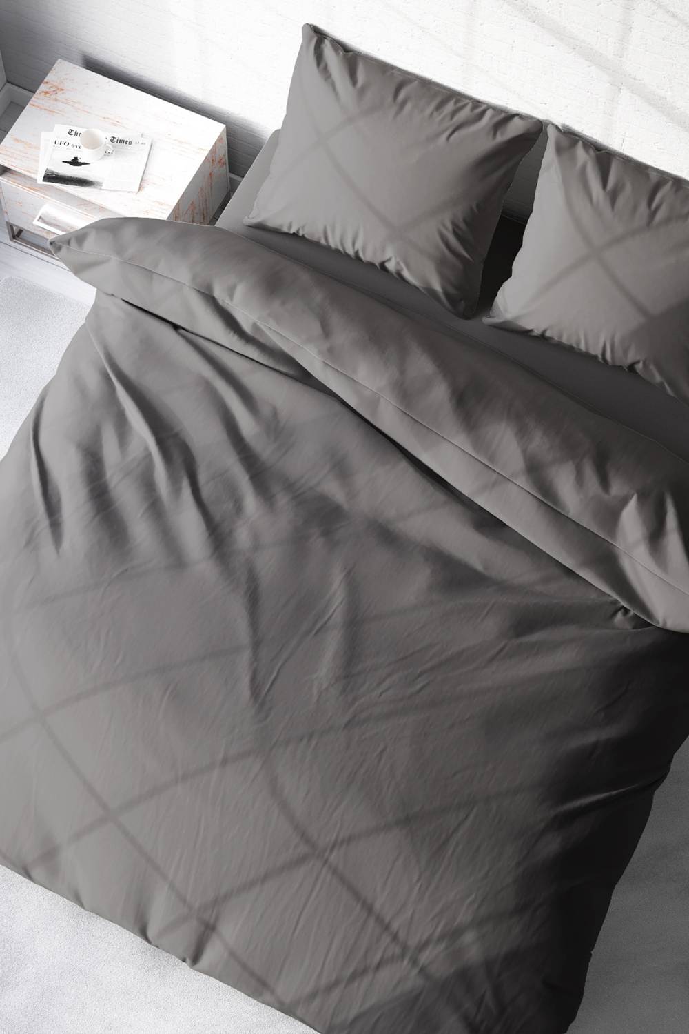 Monohome Gri Lux Pamuk Ranforce Çift Kişilik Nevresim Takımı