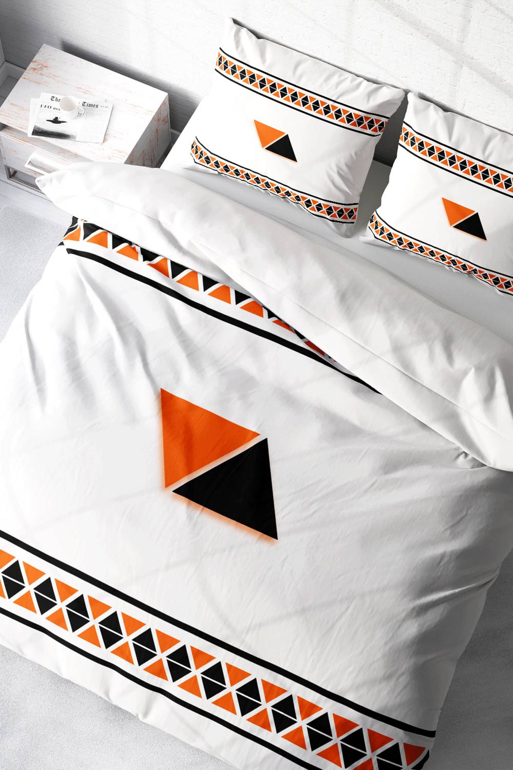 Комплект постільної білизни Monohome Geo 3D з бавовняного сатину для двоспальної ліжка, 200x220 см, надзвичайно м'яка тканина, живі кольори, високоякісний матеріал