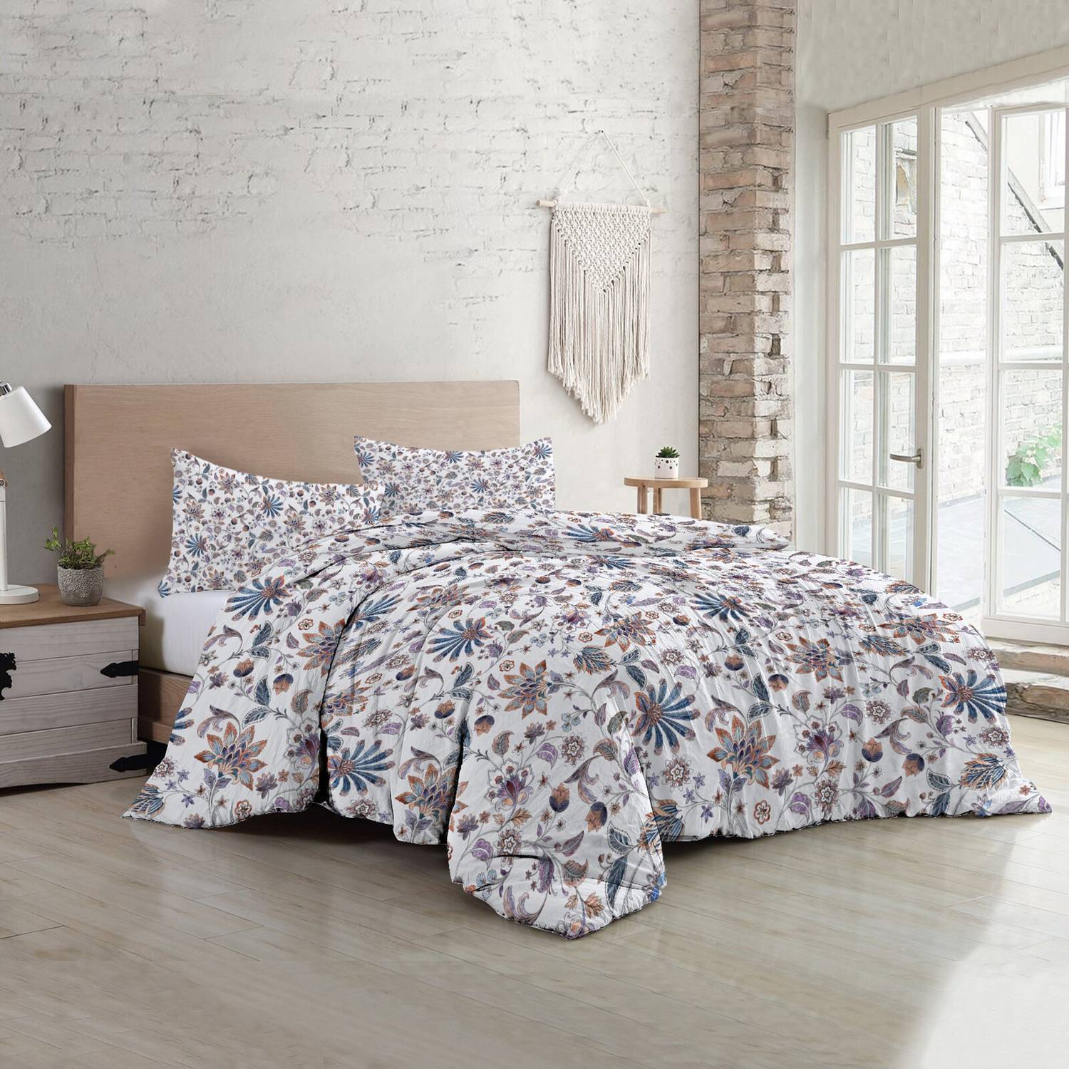 Набор постельного белья MonoHome "Элегантный цветочный люкс" из 100% сатина, 200x220 см, с оригинальным цифровым дизайном и высоким качеством ткани