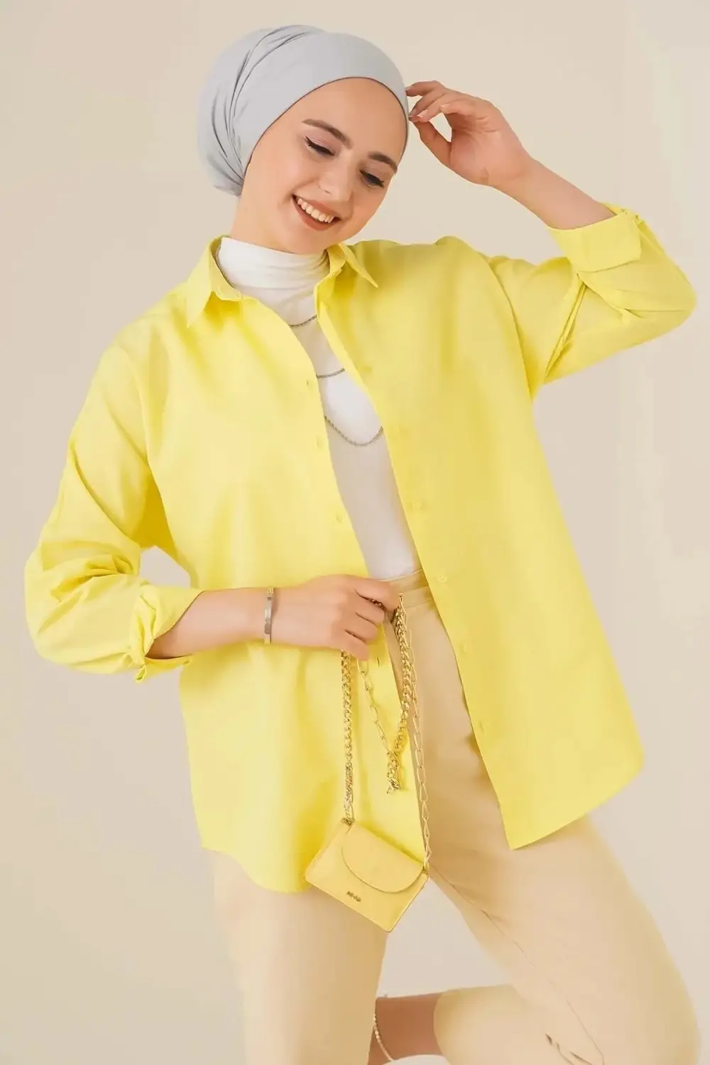 Жіноча довга блузка жовтого кольору зі вільним кроєм, 70% бавовна, 30% polyester, розміри 34-50