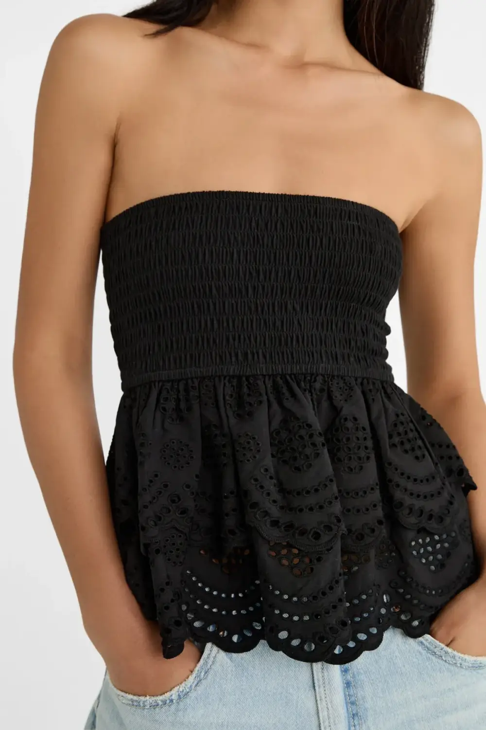 Kadın Siyah Gipeli İşlemeli Bluz ve Etek Model HZL24S-ZK11111