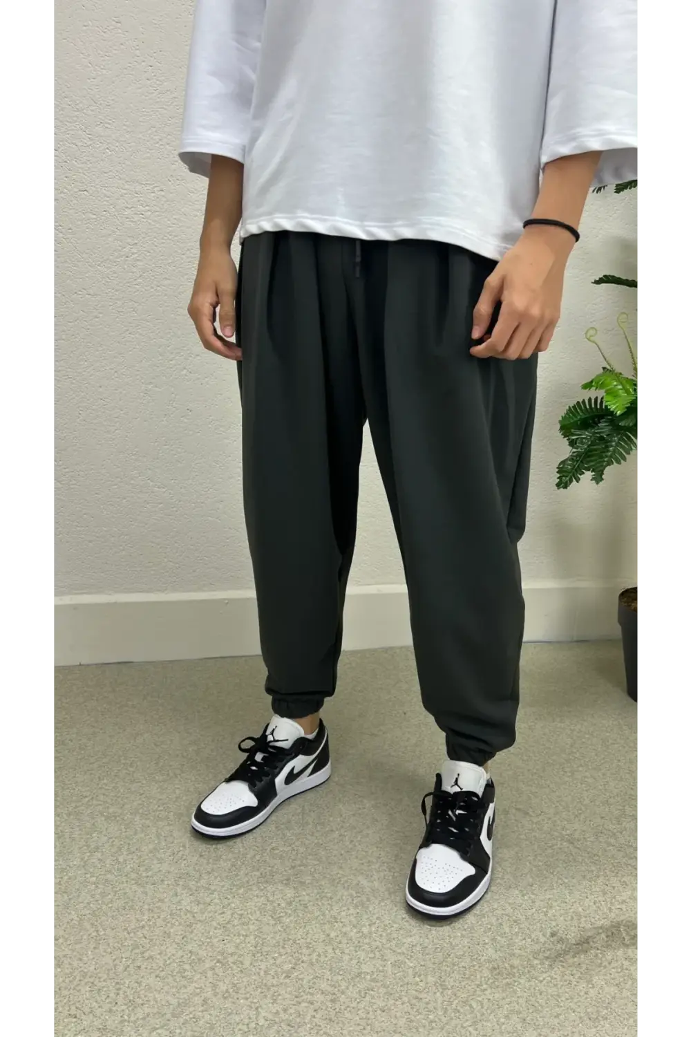 Чоловічі сірі джоггери з еластичним поясом та манжетами, комфортна посадка, 100% бавовна, розміри 36-44, без застібок, виготовлено в Туреччині