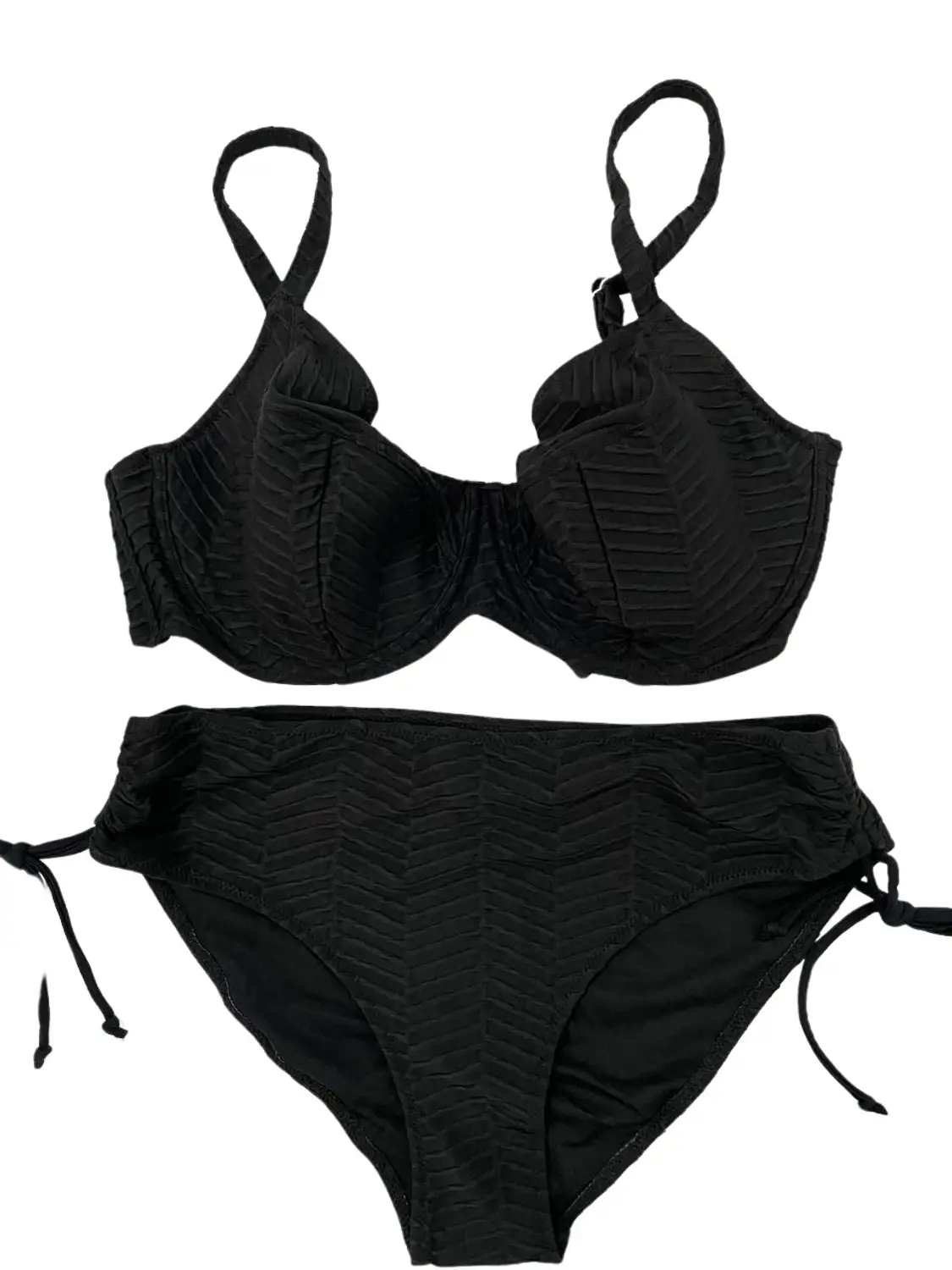 Kadın Siyah Desenli Büyük Beden Astarlı Bikini Takım HZL25S-LC4004