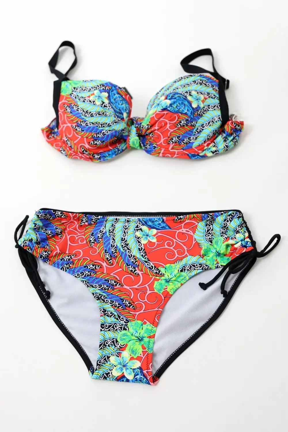 Kadın Siyah Çok Renkli Yüksek Bel Toparlayıcı Bikini Takım HZL24S-LC7015