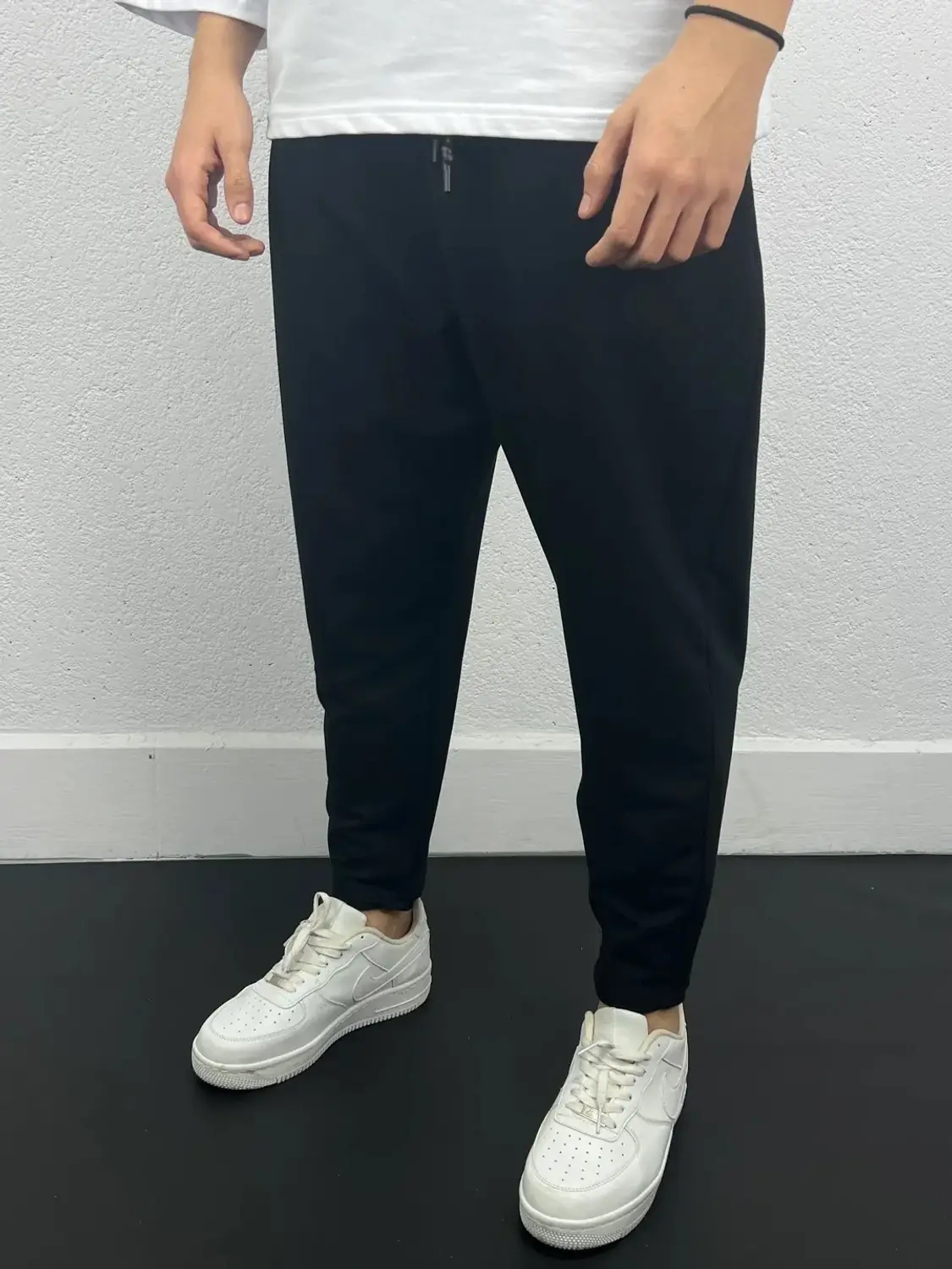 Мужские черные спортивные брюки с карманами и завязкой на поясе, удобные и дышащие, из 100% хлопка, размерный ряд от 36 до 44