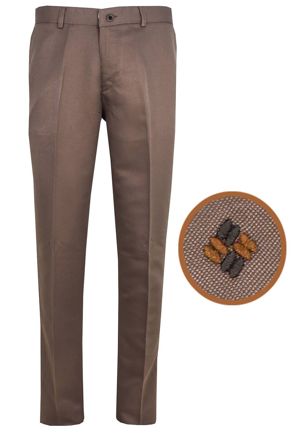Men's Brown Dobby Linen Trousers