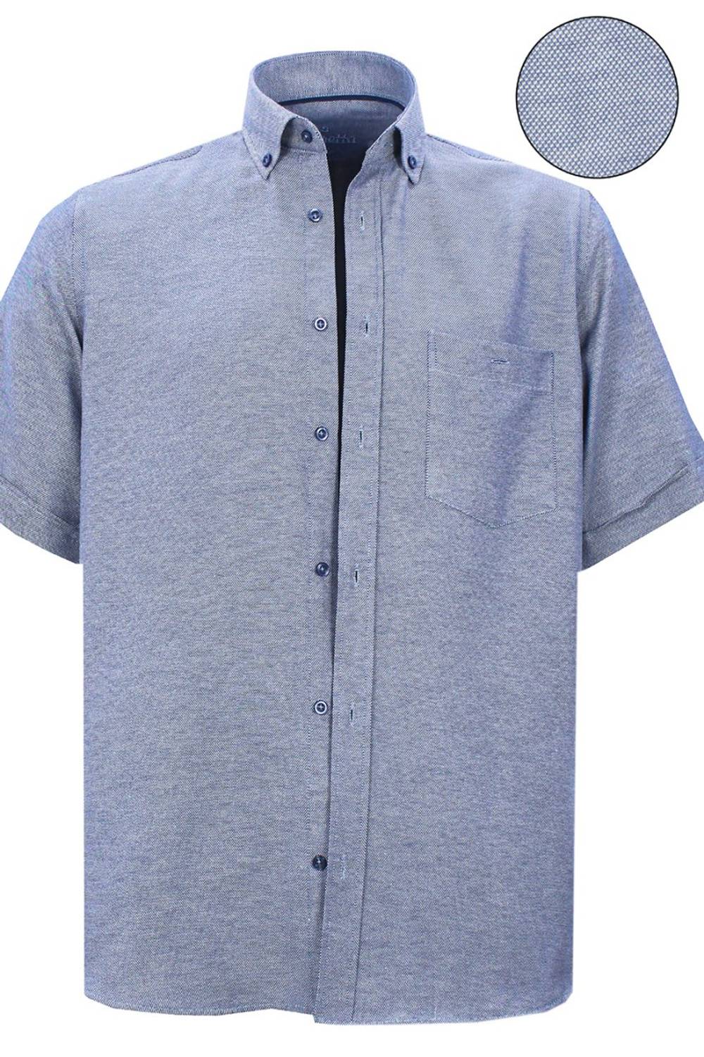 Men's Indigo Short Sleeve Classic Cut Oxford Collar Buttoned Men's Shirt