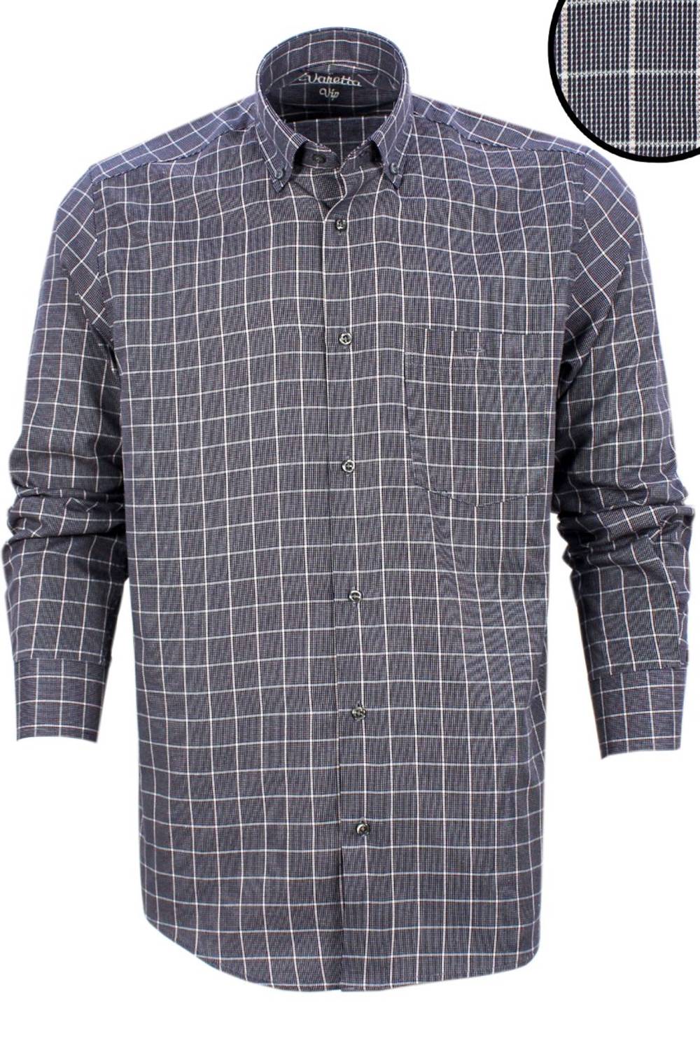 قميص Varetta الرجالي النيلي الكلاسيكي ذو الياقة المقطوعة بأزرار وجيب واحد