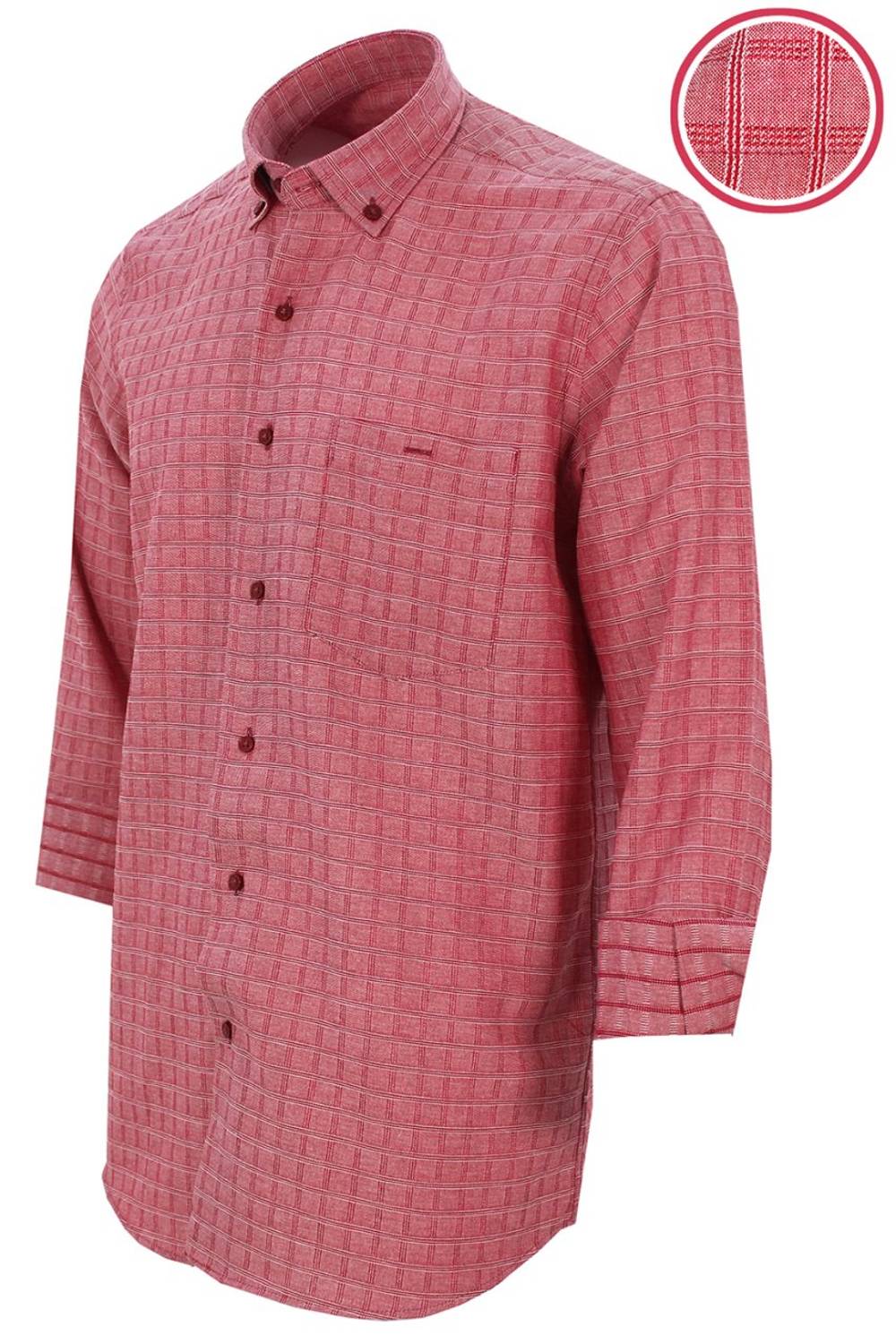Men's Tile Color Classic Fit Single Pocket Long Sleeve Checkered Shirt