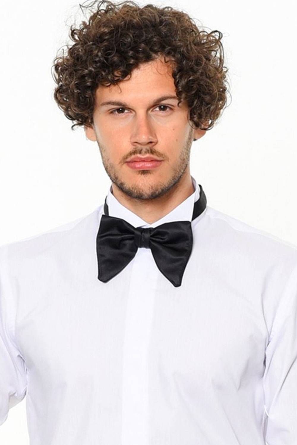 Varetta Erkek Yetişkin Siyah Tek Renk Büyük Sivri Uçlu Papyon