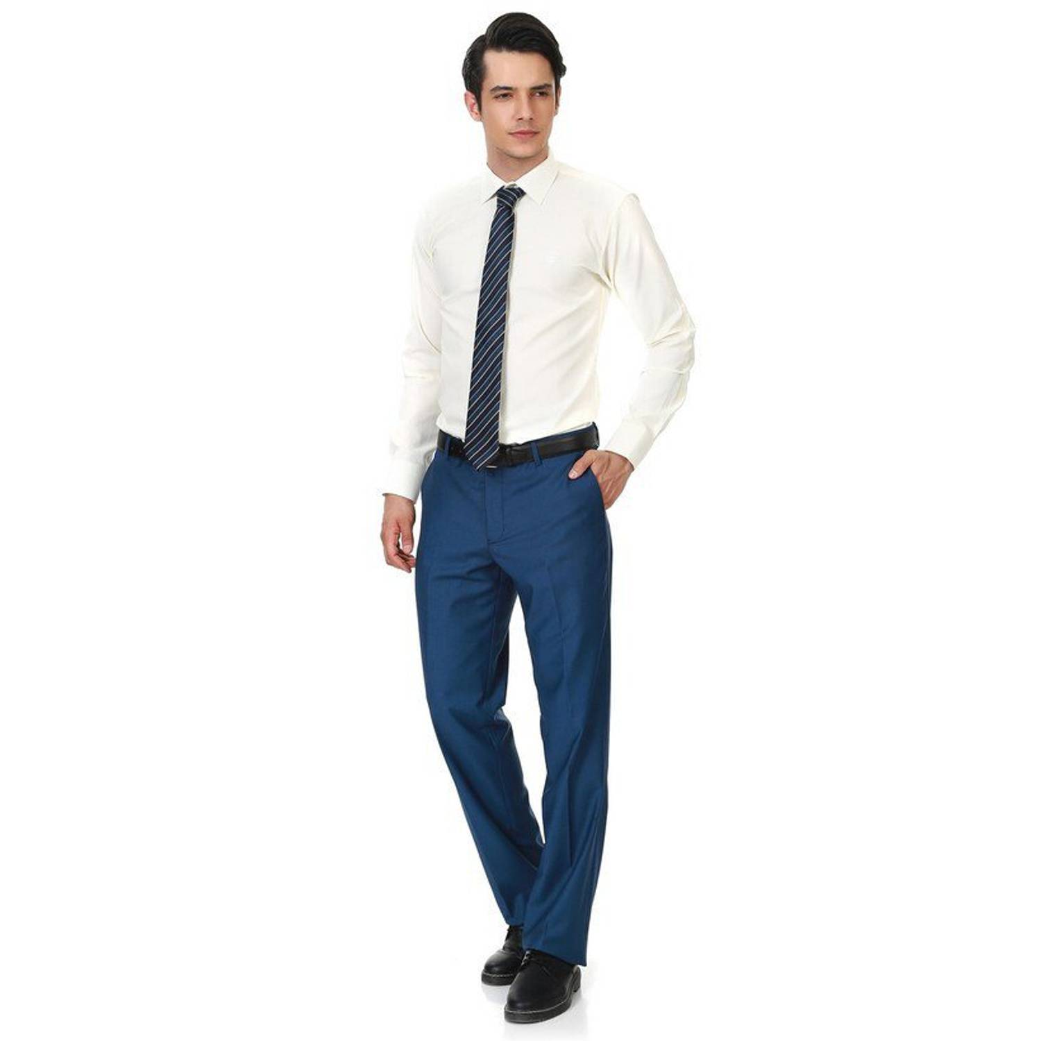 Men's Indigo Polyviscon Fabric Trousers
