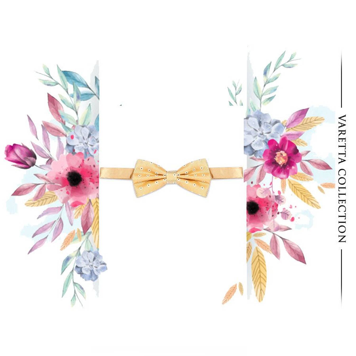 Yetişkin Sarı Desenli  Ayarlana Bilir Erkek Papyon