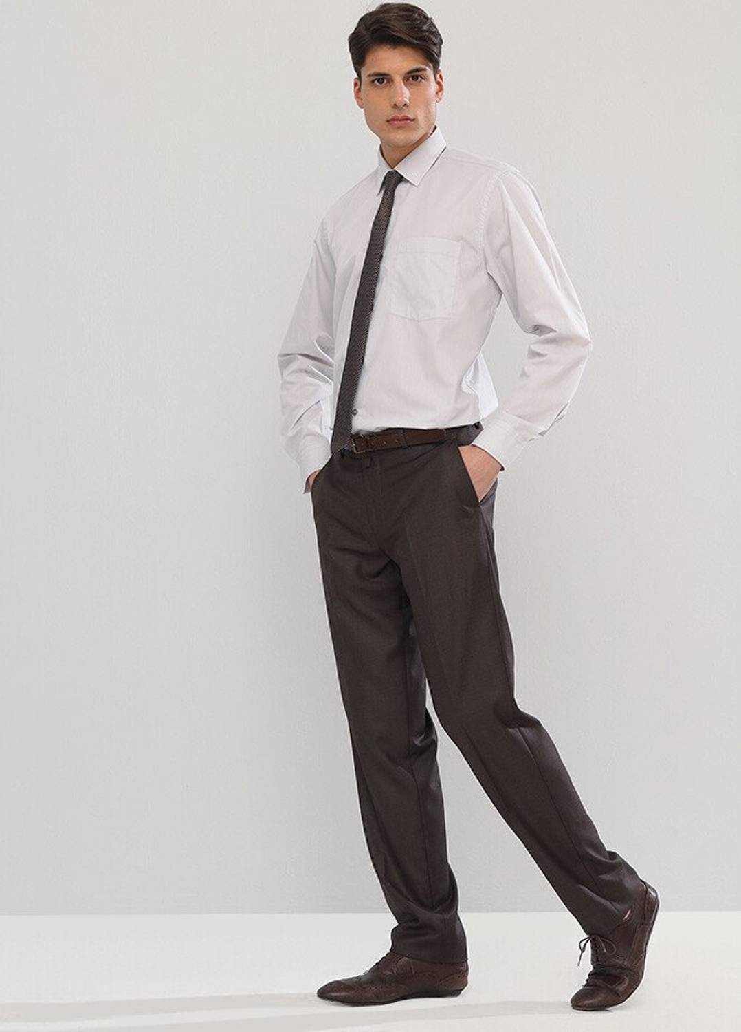 Men's Brown Polyviscon Fabric Trousers