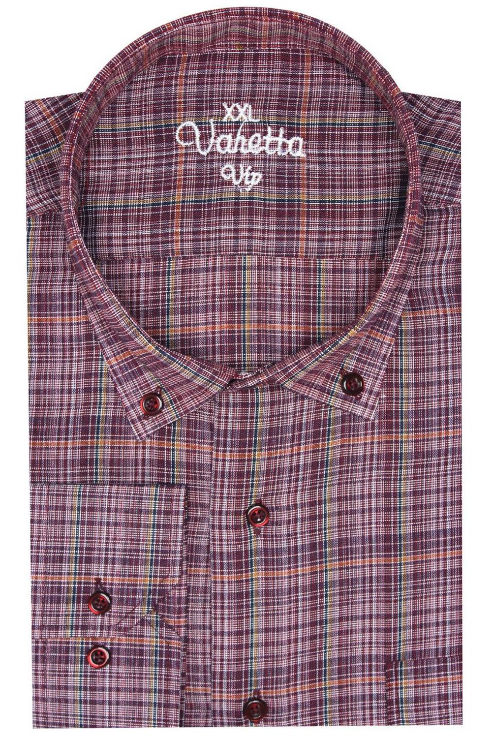 Чоловіча довгоманткова сорочка з вишневим відтінком, супер великий розмір, з коміром на ґудзиках та одним кишенею