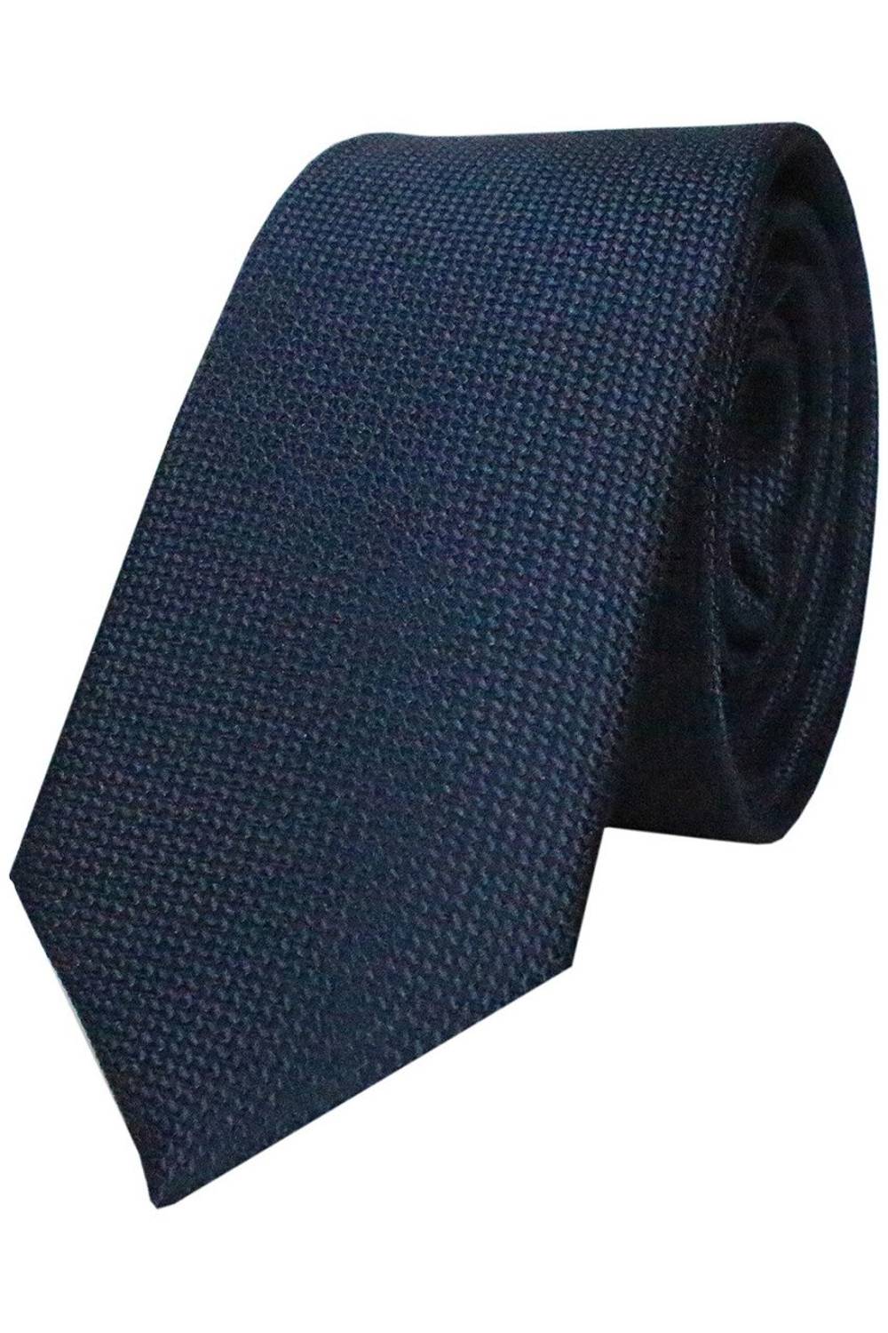 Мужской узкий галстук темно-синего цвета с мини-дизайном и подарочным держателем для галстука