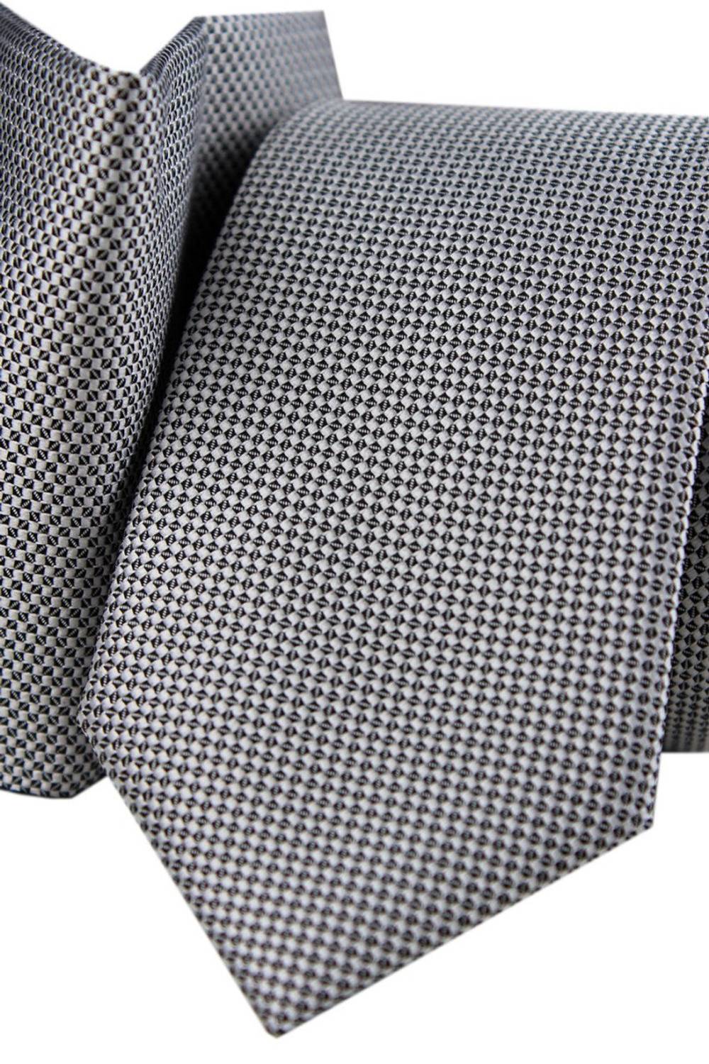 Erkek Açık Füme Armüllü Kuşgözü Desenli Dar Mendilli Kravat