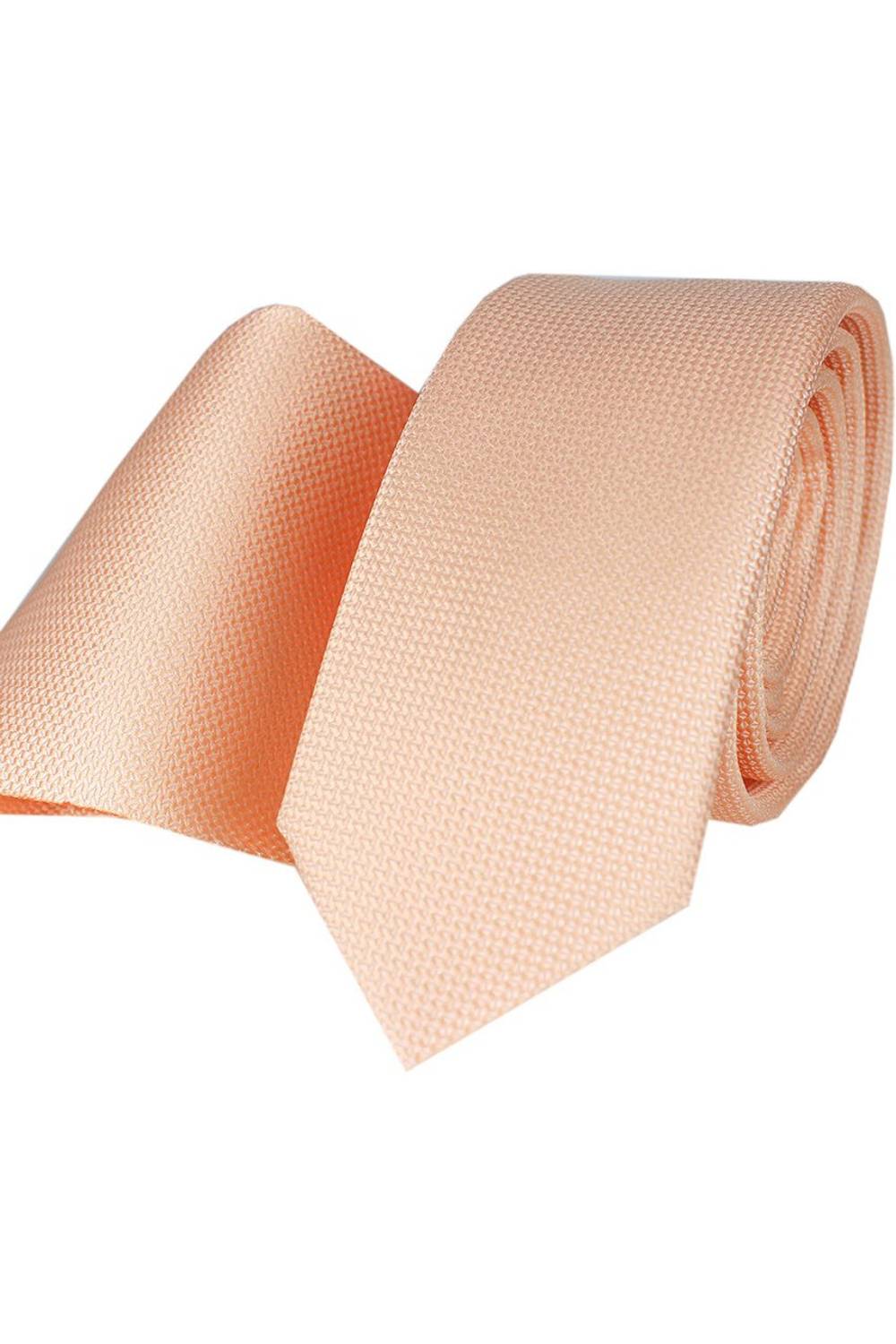 Erkek Açık Somon Armüllü Kuşgözü Desenli Dar Mendilli Kravat