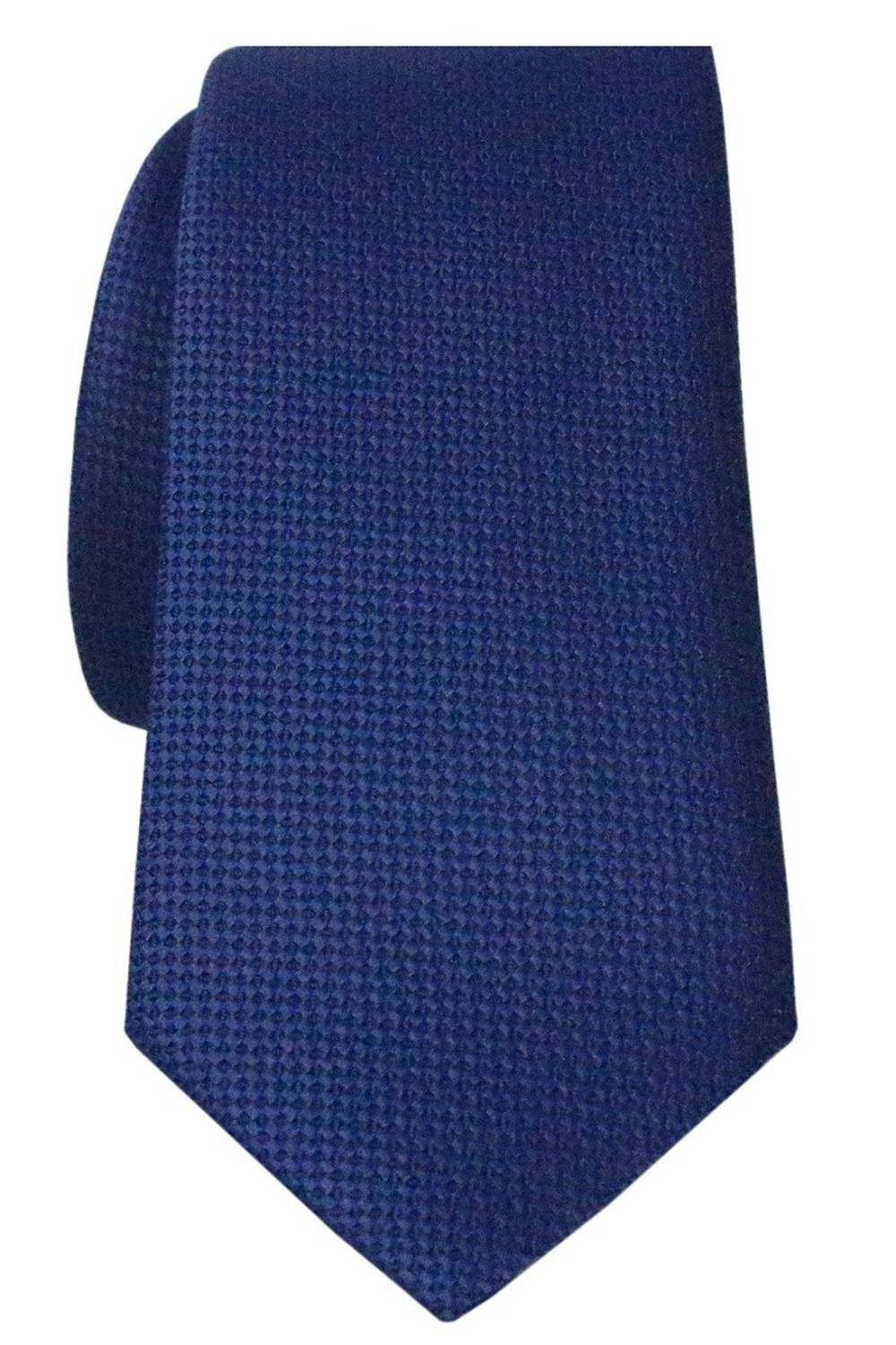 Men's Midnight Blue Dobby Eyelet Pattern Narrow Tie