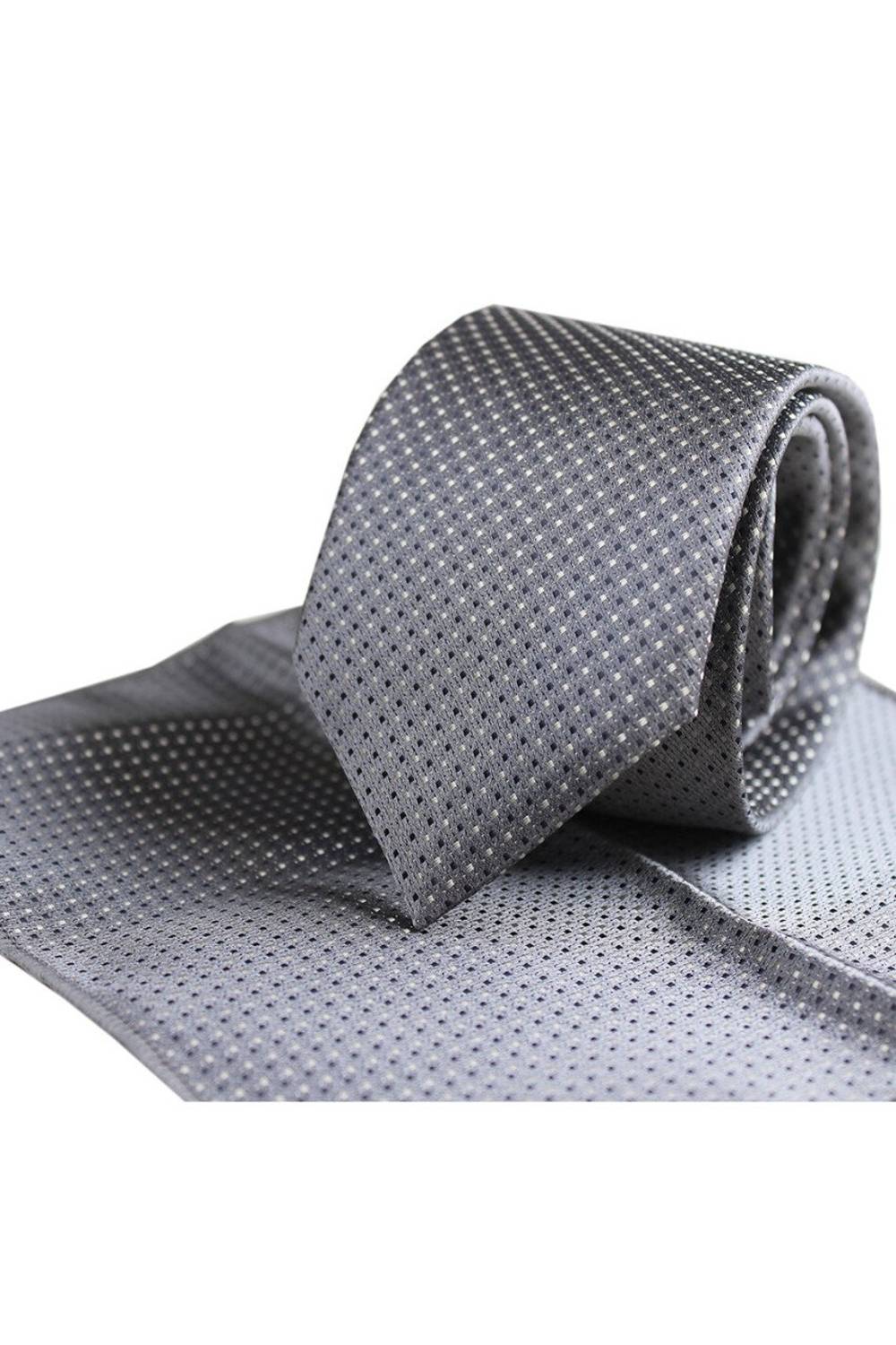 Men's Gray Patterned Handkerchief Wide Cut Tie