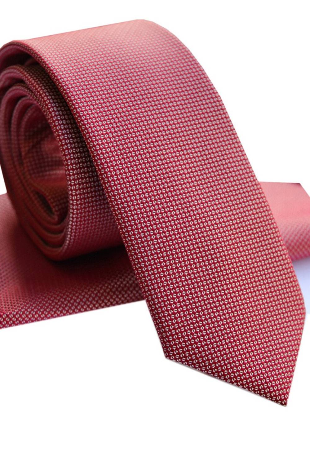 Erkek Nar Çiçeği Armüllü Kuşgözü Desenli Dar Mendilli Kravat