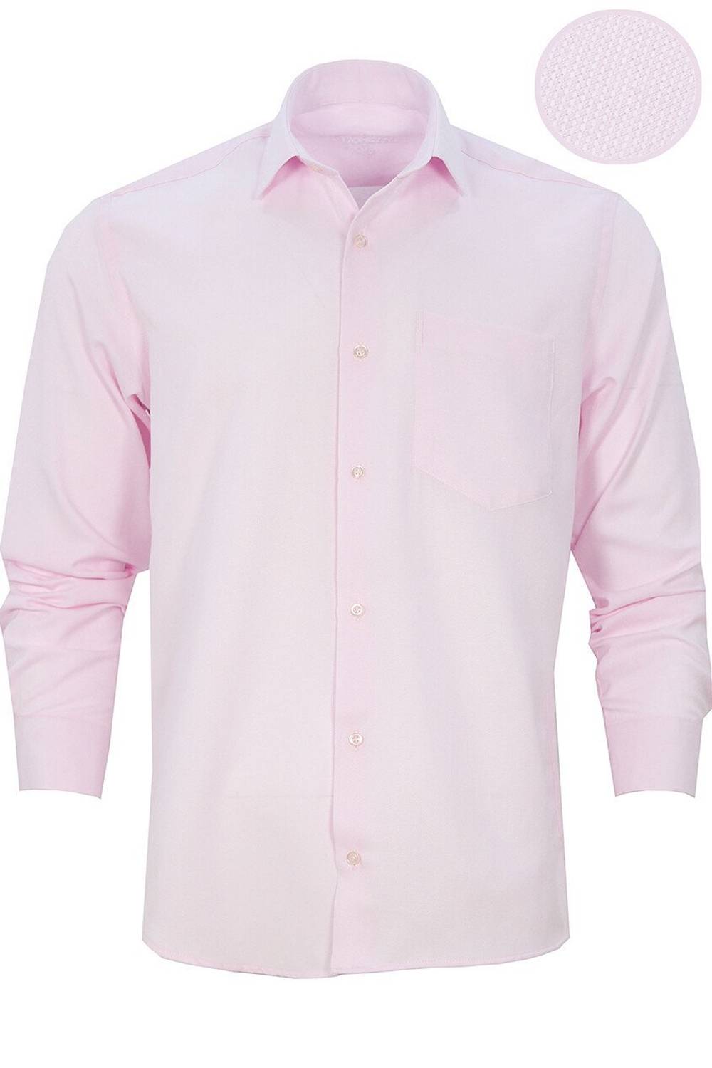 Erkek Pembe Oxfort Düz Uzun Kollu Klasik Kesim Tek Cepli Gömlek