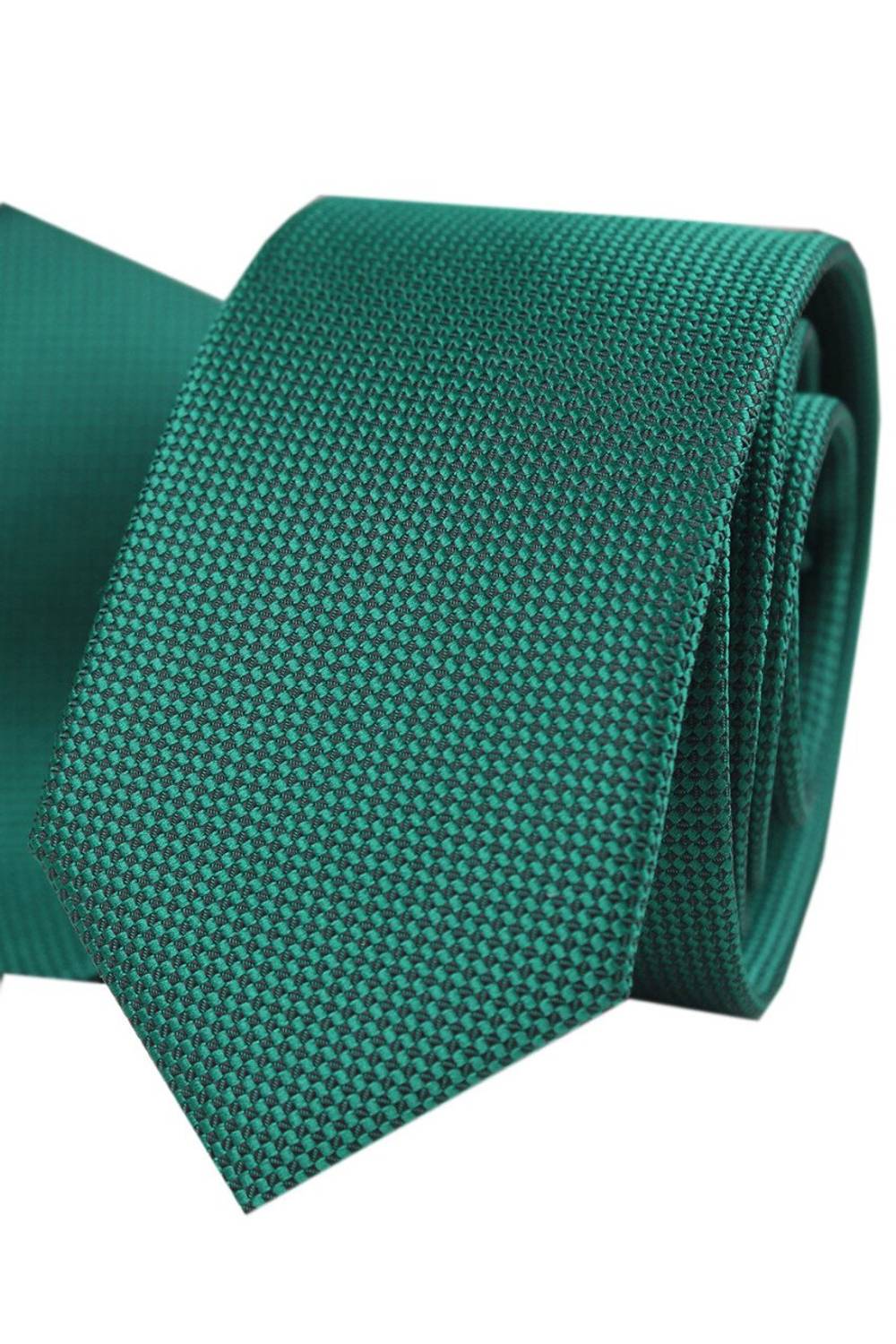Men's Emerald Green Dobby Eyelet Pattern Narrow Handkerchief Tie