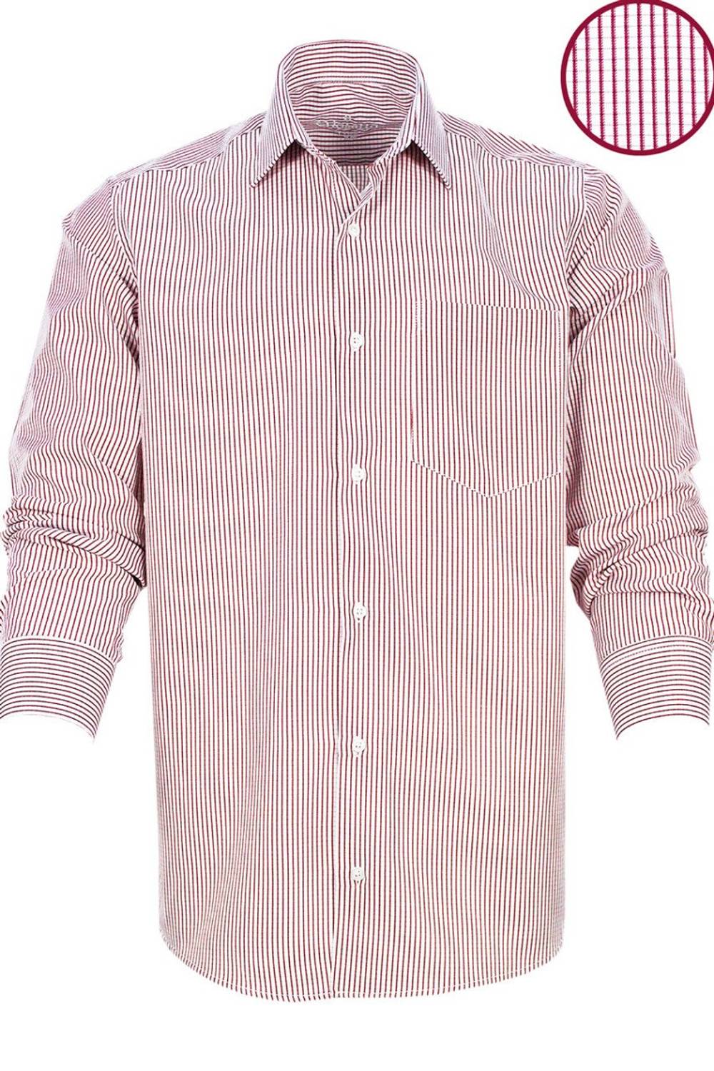 Erkek Bordo Klasik Kesim Kareli Tek Cepli Uzun Kollu Gömlek